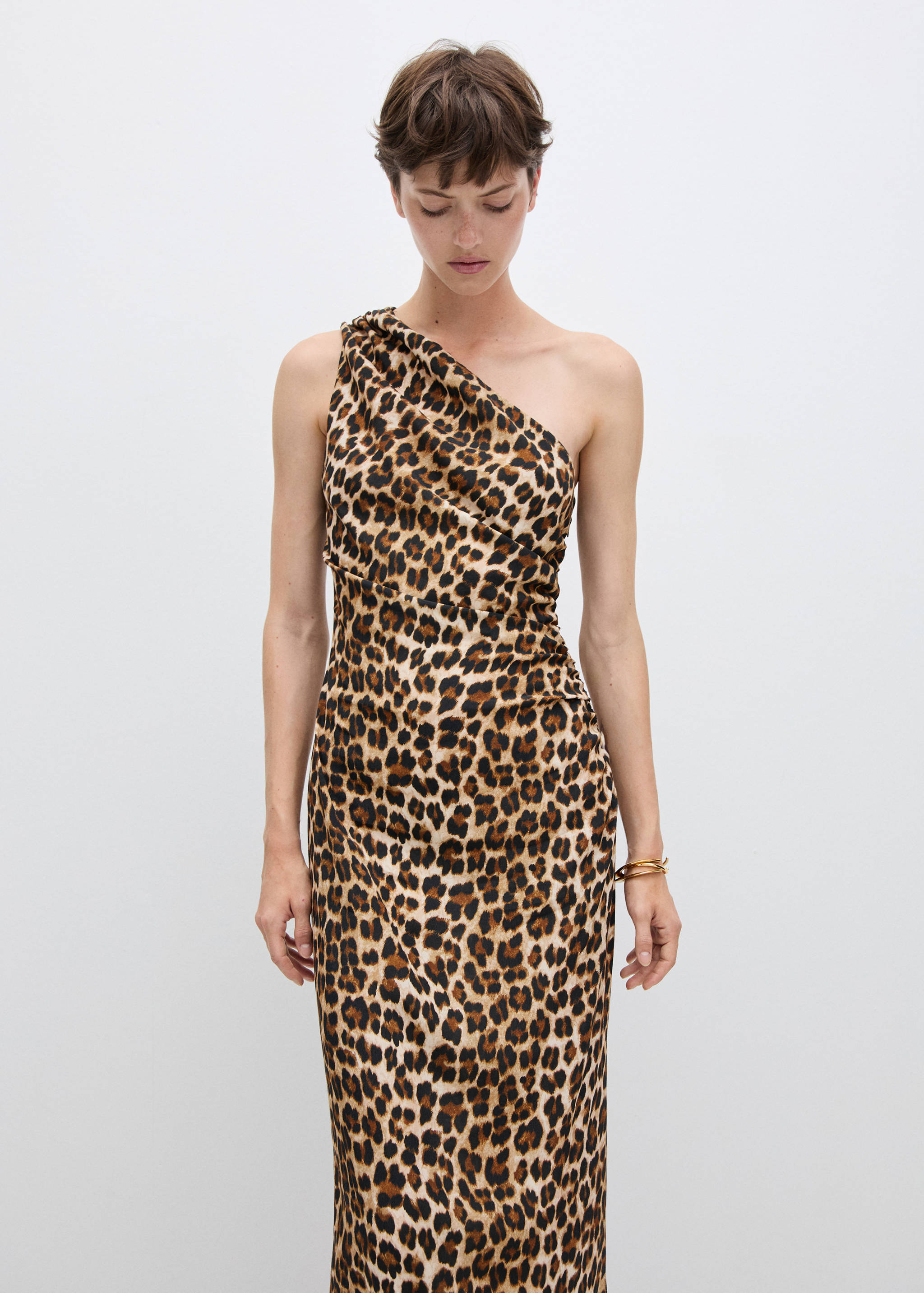 Asymmetrical animal-print dress - Medium plane