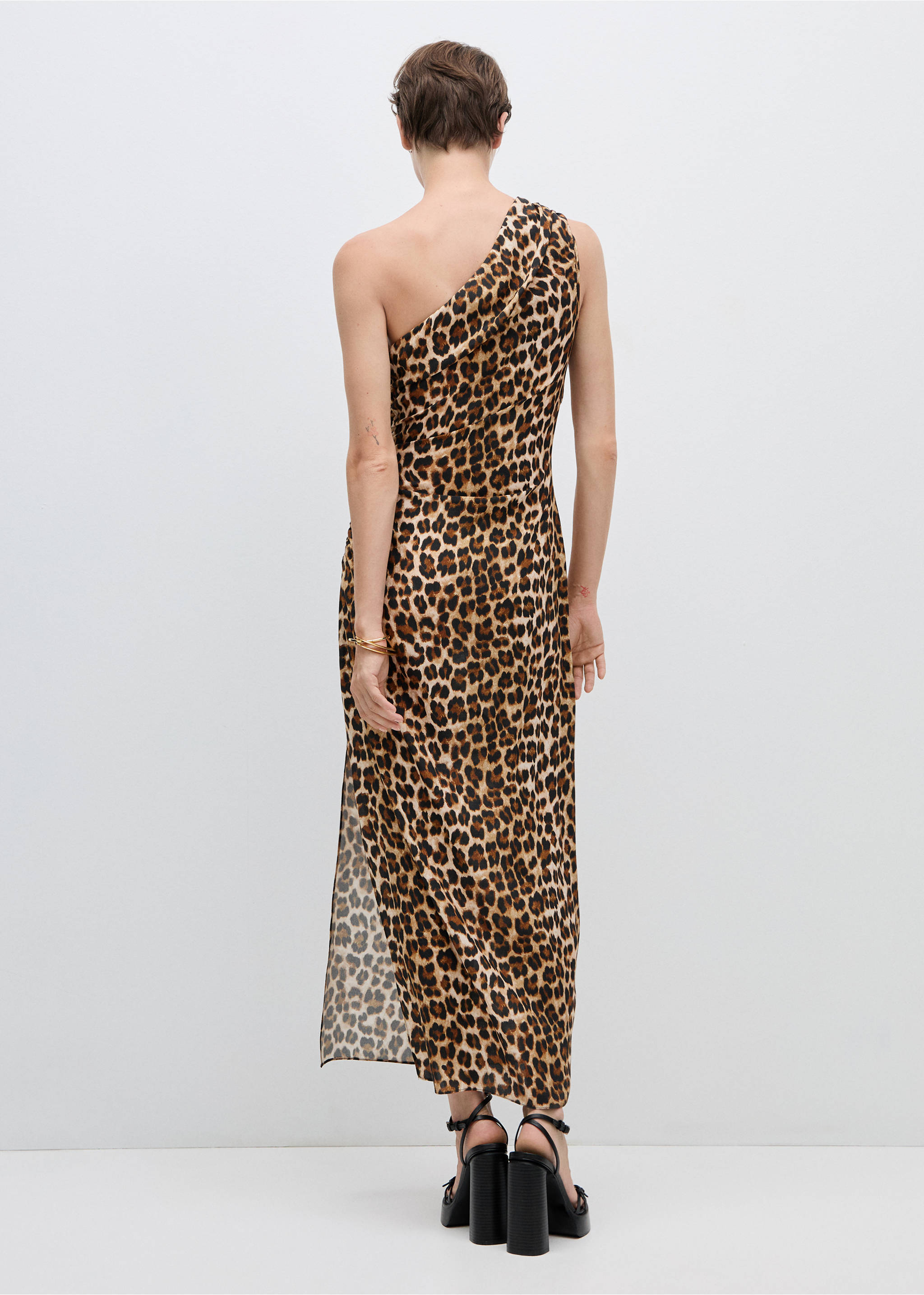 Φόρεμα ασύμμετρο animal print - Λεπτομέρεια του προϊόντος 1, Μπεζ . Ref: 77034067-00.
