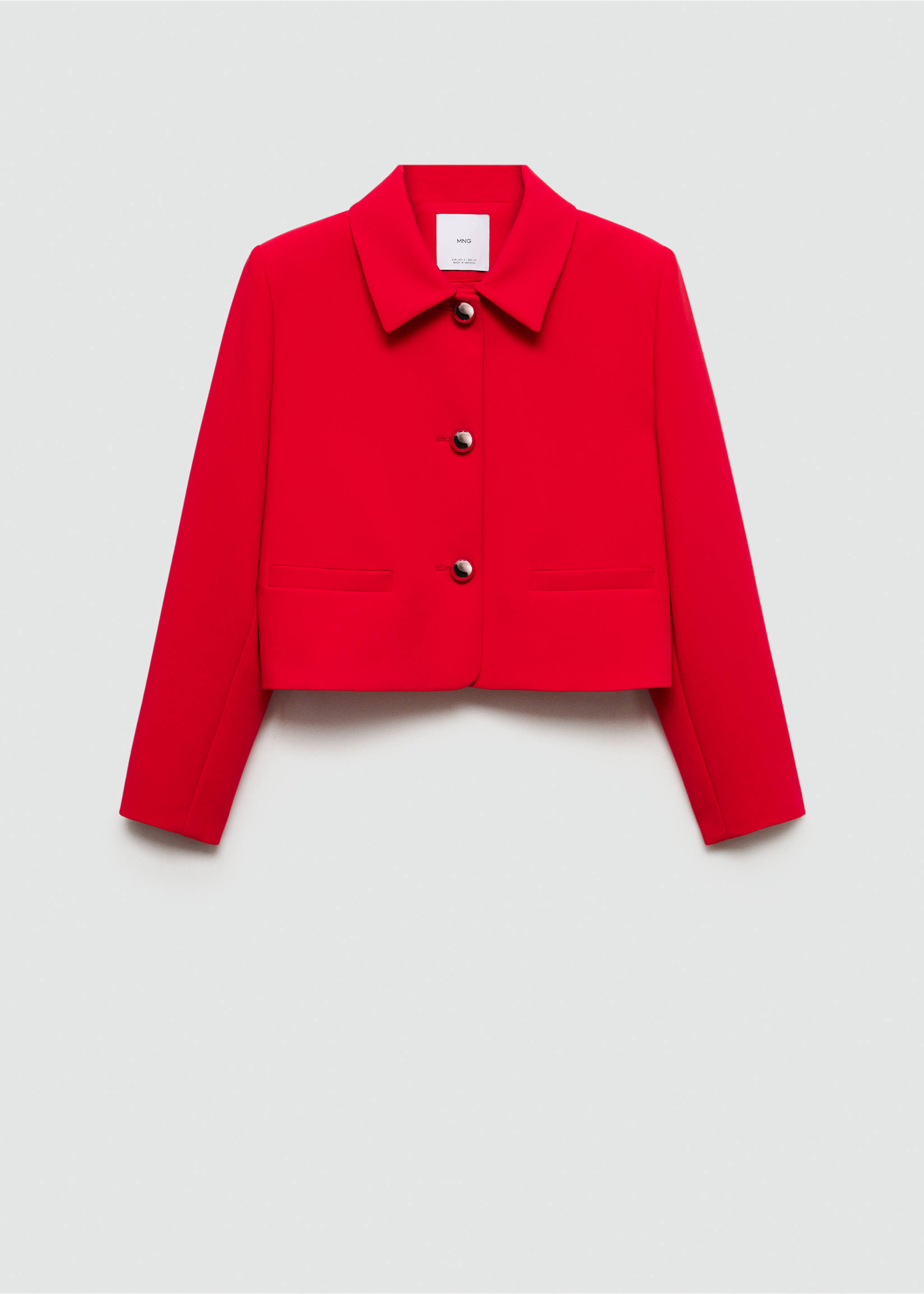 Casaco cropped com botões - Artigo sem modelo, Vermelho. Ref: 77034069-00.