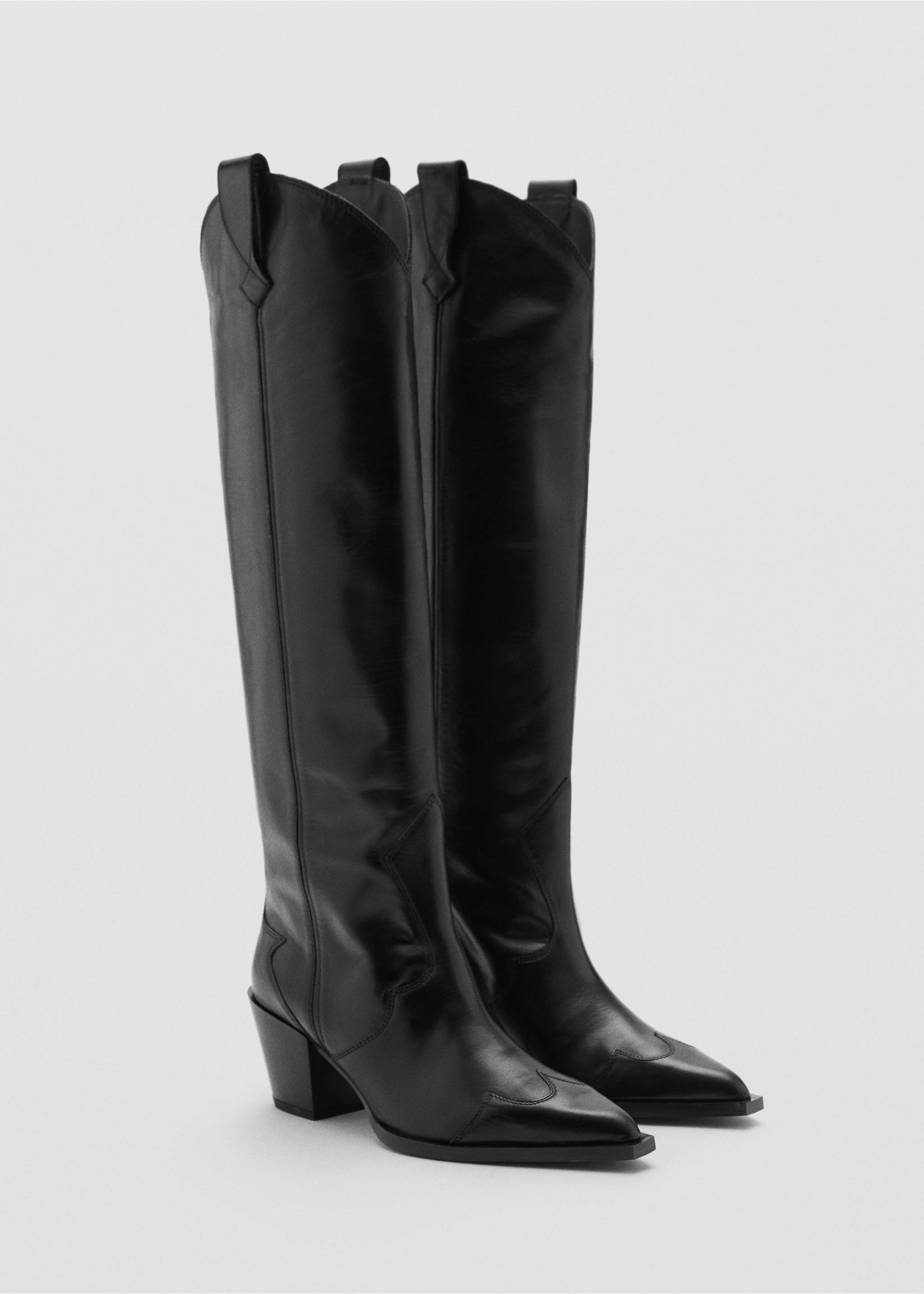 Cowboy leather boots - Medium plane, Black. Ref: 77034071-00.