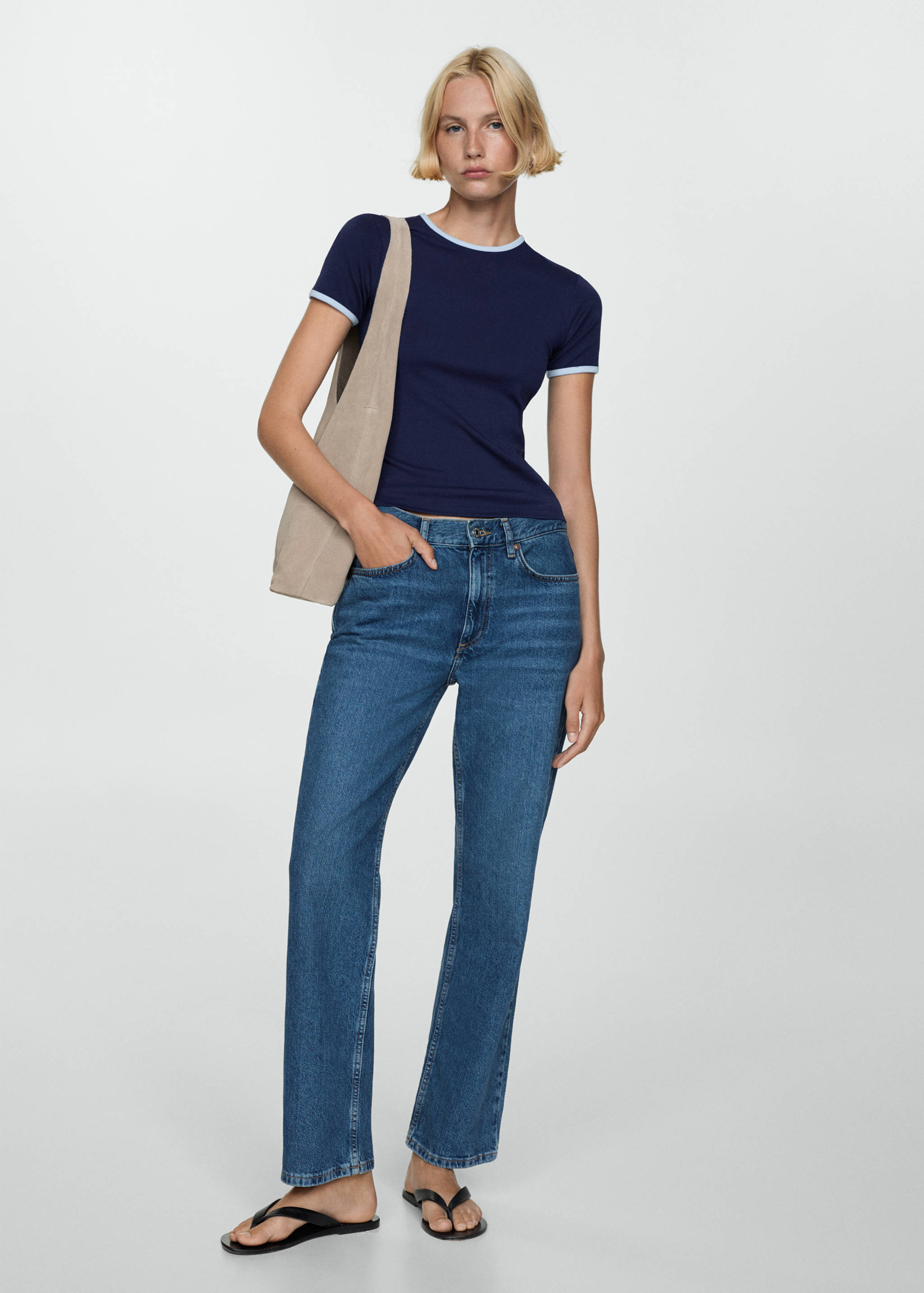 Camiseta ribetes contraste - Plano general