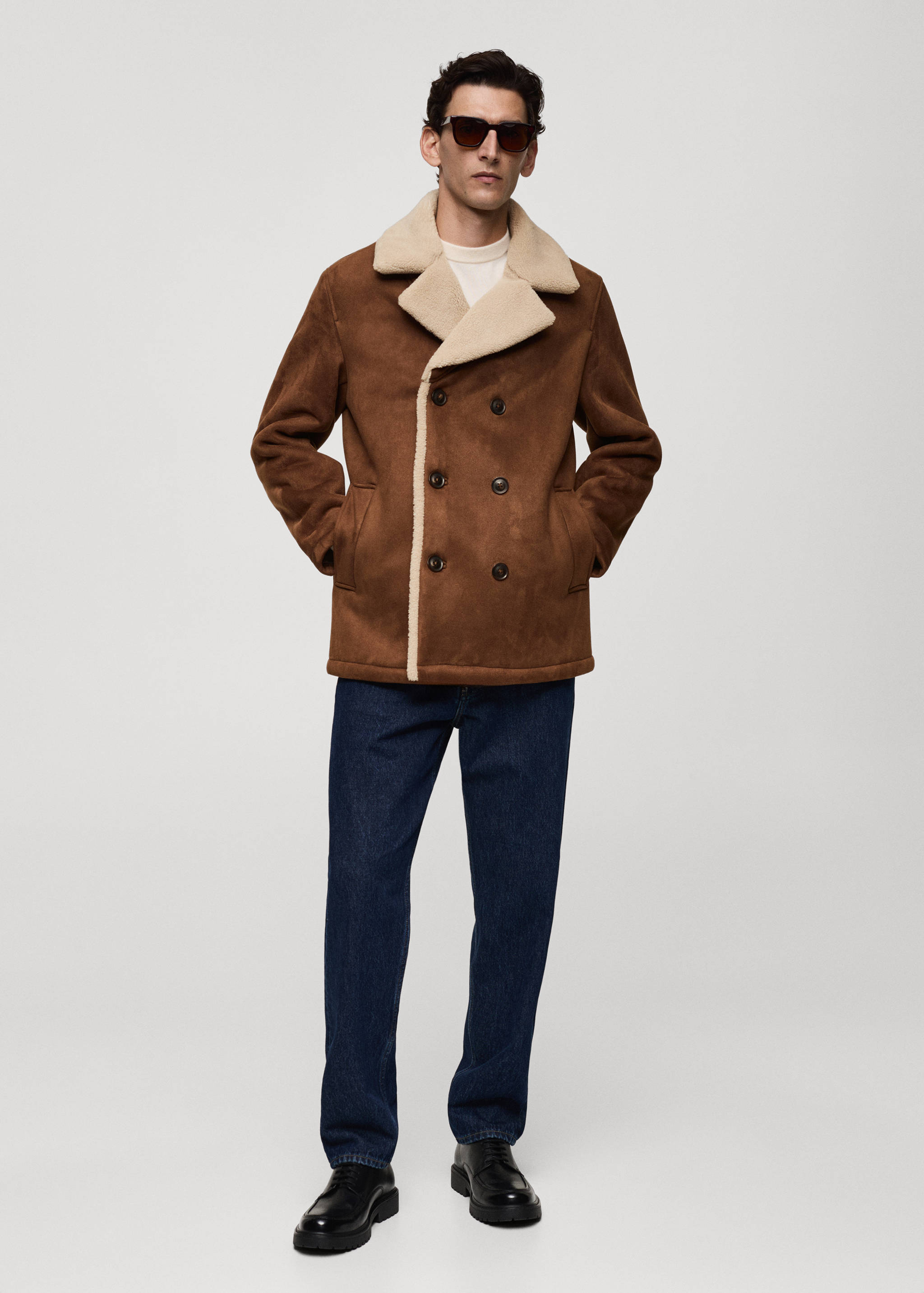 Manteau effet daim imitation mouton retourné - Plan général