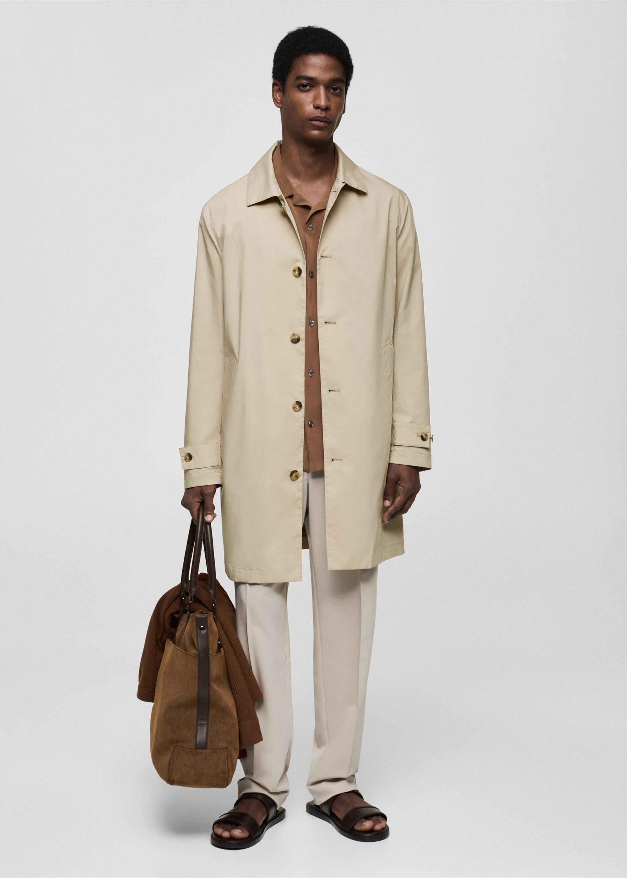 Classic water-repellent trench coat - General plane, Light/Pastel Grey. Ref: 77034434-00.