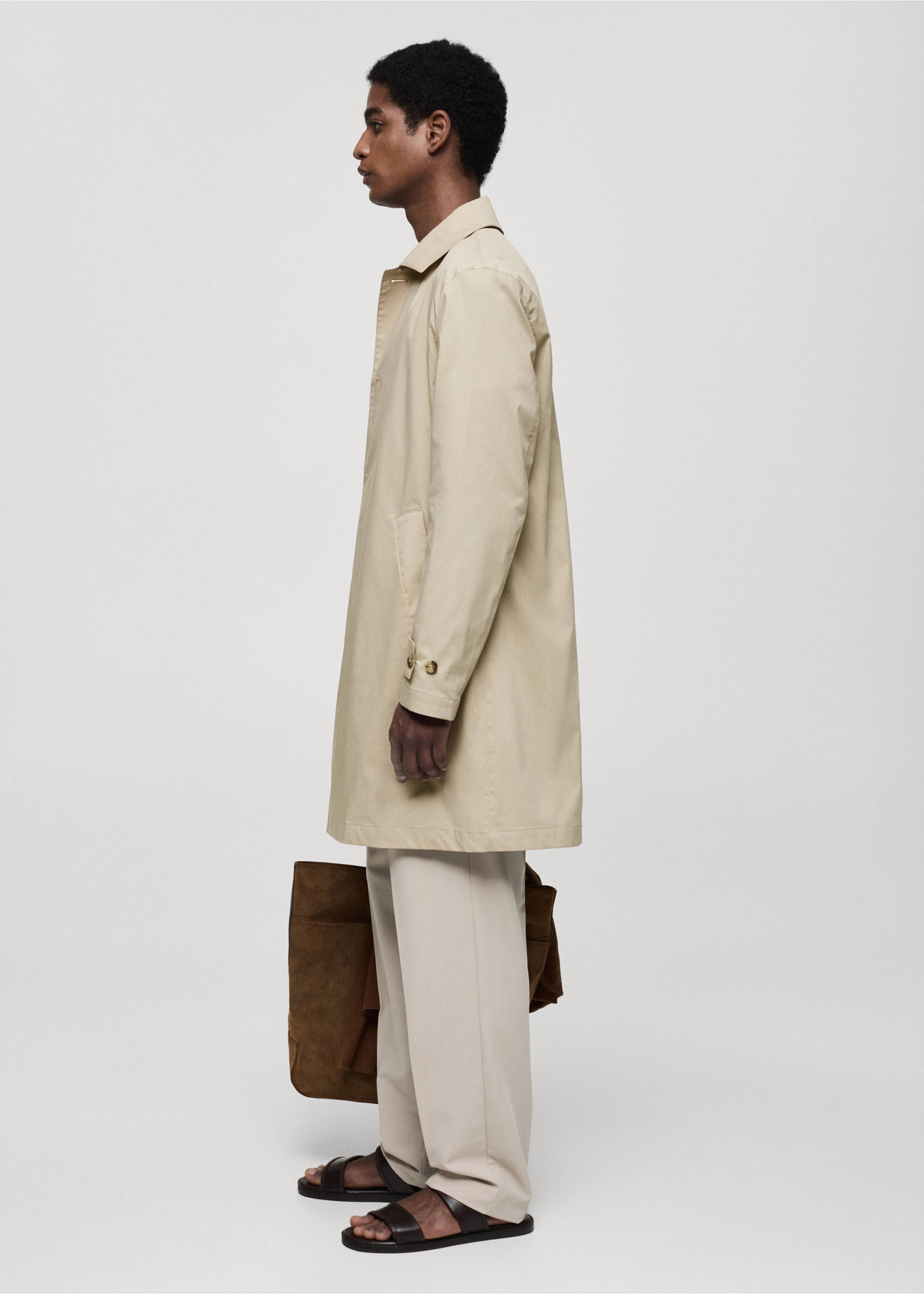 Classic water-repellent trench coat - Details of the article 2, Light/Pastel Grey. Ref: 77034434-00.