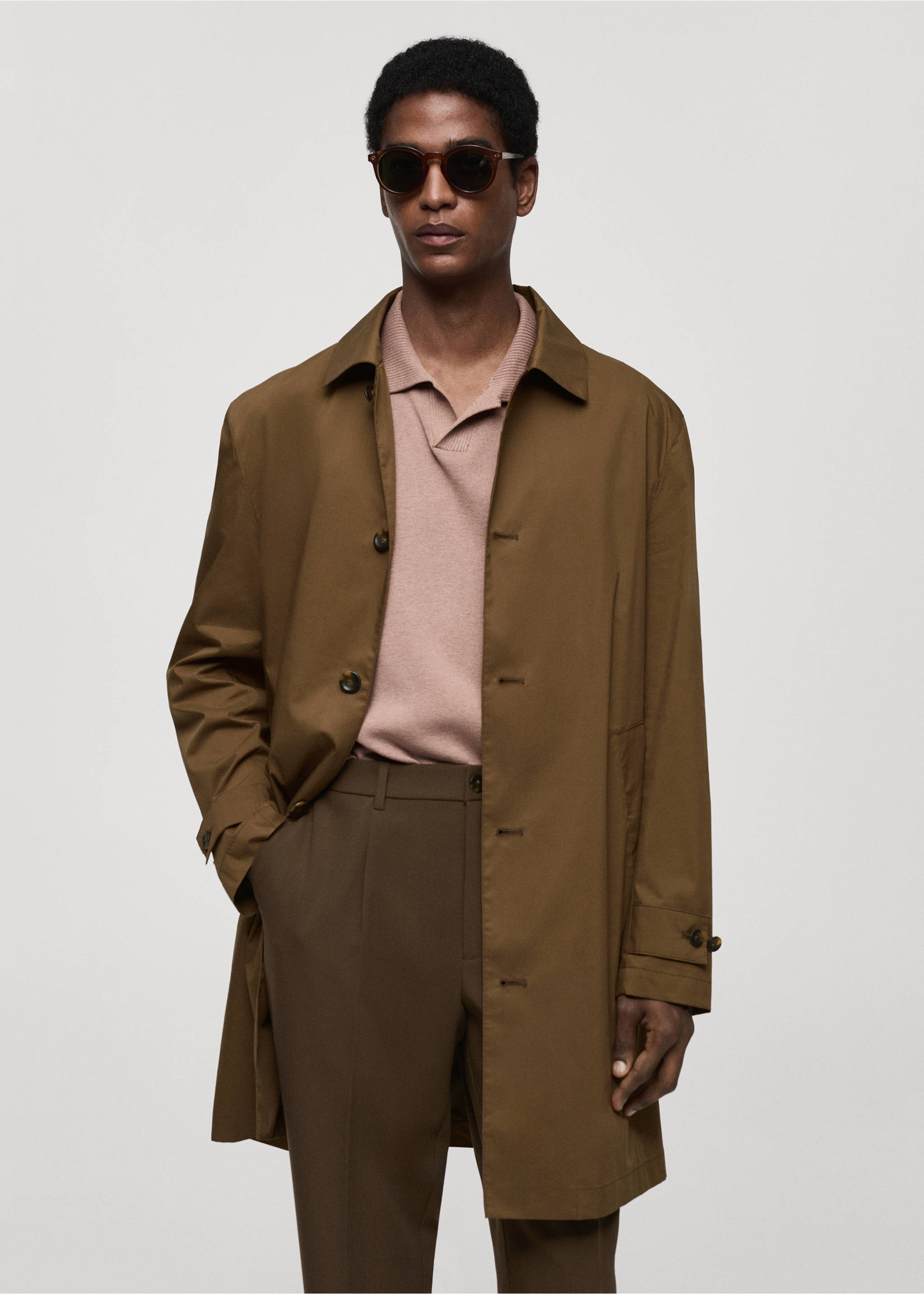 Classic water-repellent trench coat - Medium plane, Tobacco Brown. Ref: 77034434-00.