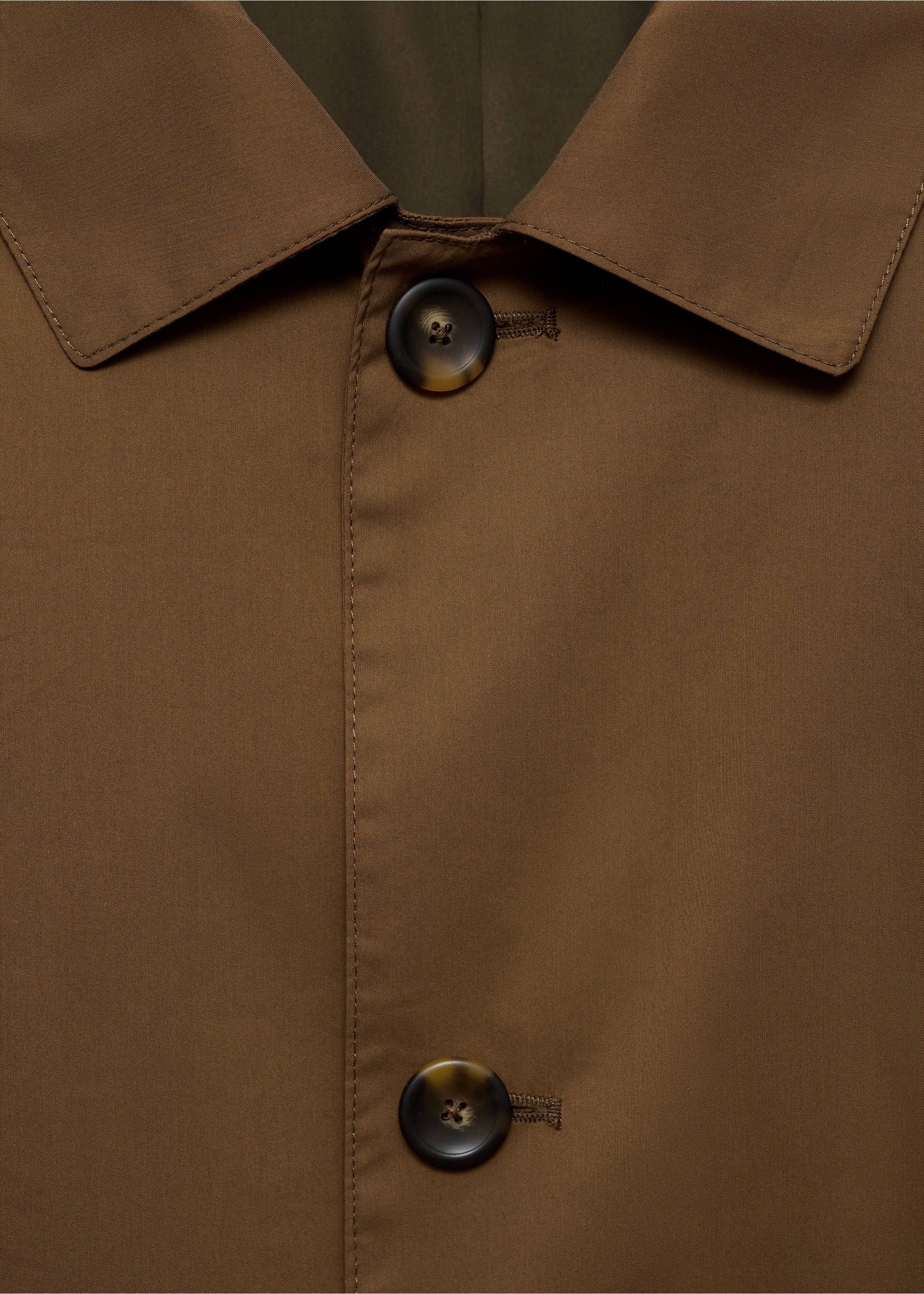 Classic water-repellent trench coat - Details of the article 8, Tobacco Brown. Ref: 77034434-00.