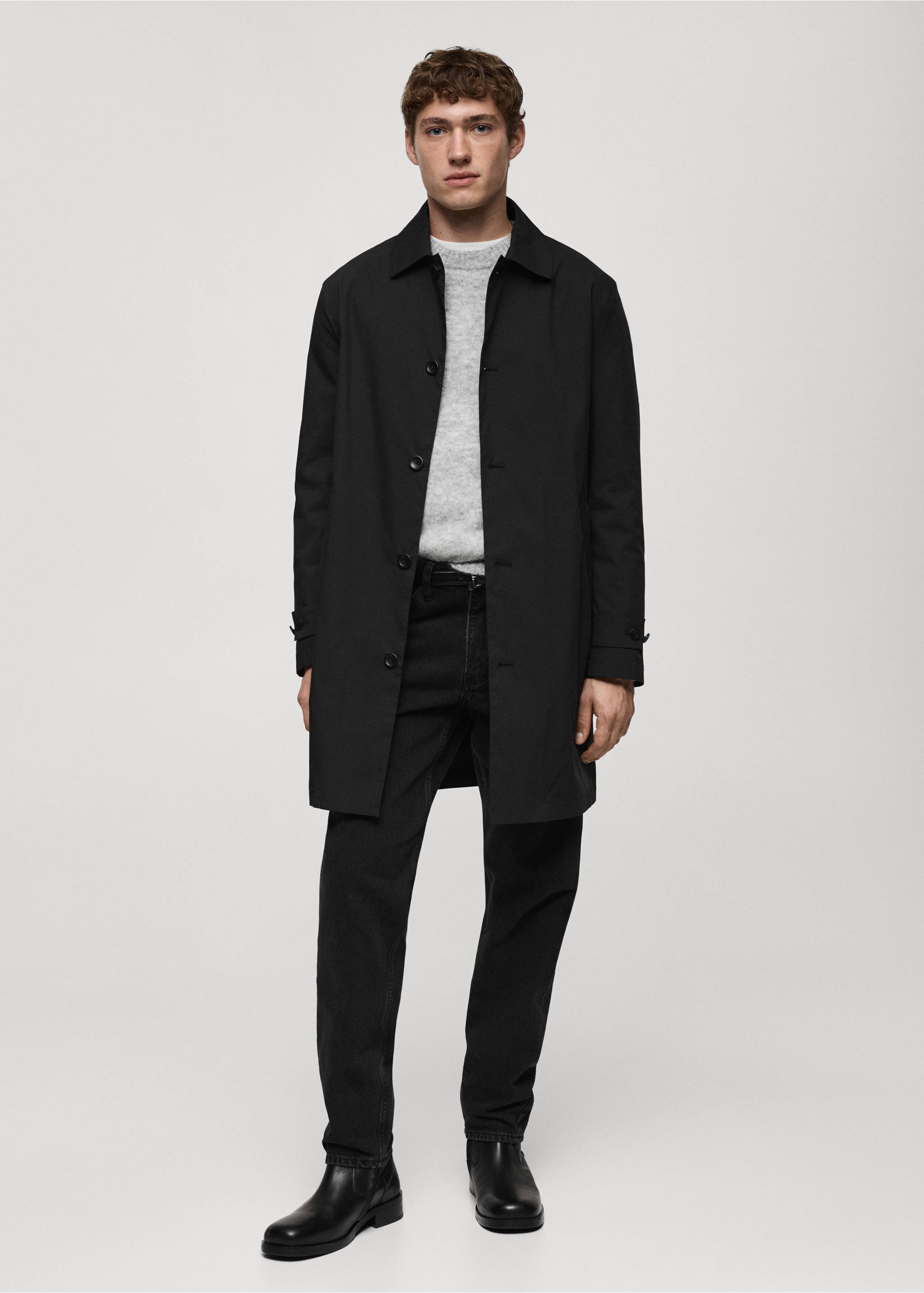 Classic water-repellent trench coat - General plane, Black. Ref: 77034434-00.