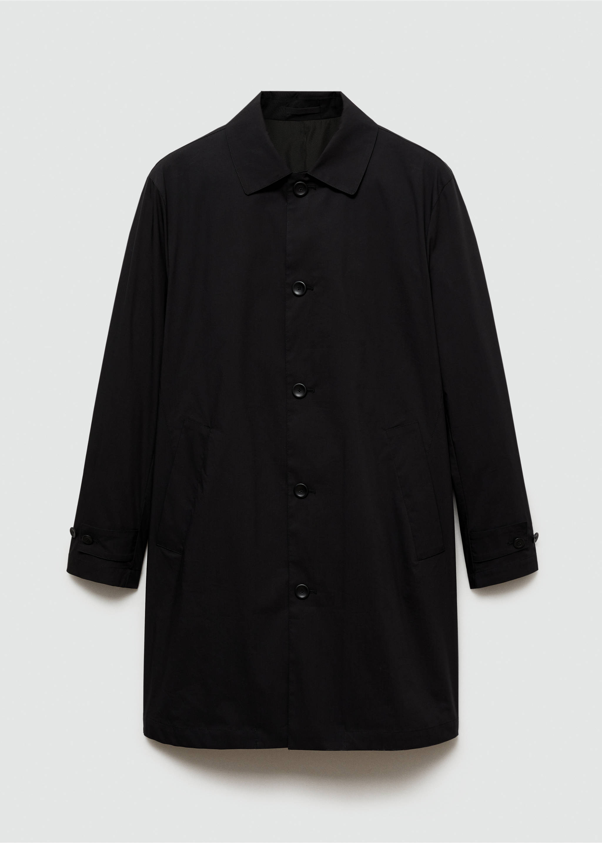 Classic water-repellent trench coat - Article without model, Black. Ref: 77034434-00.