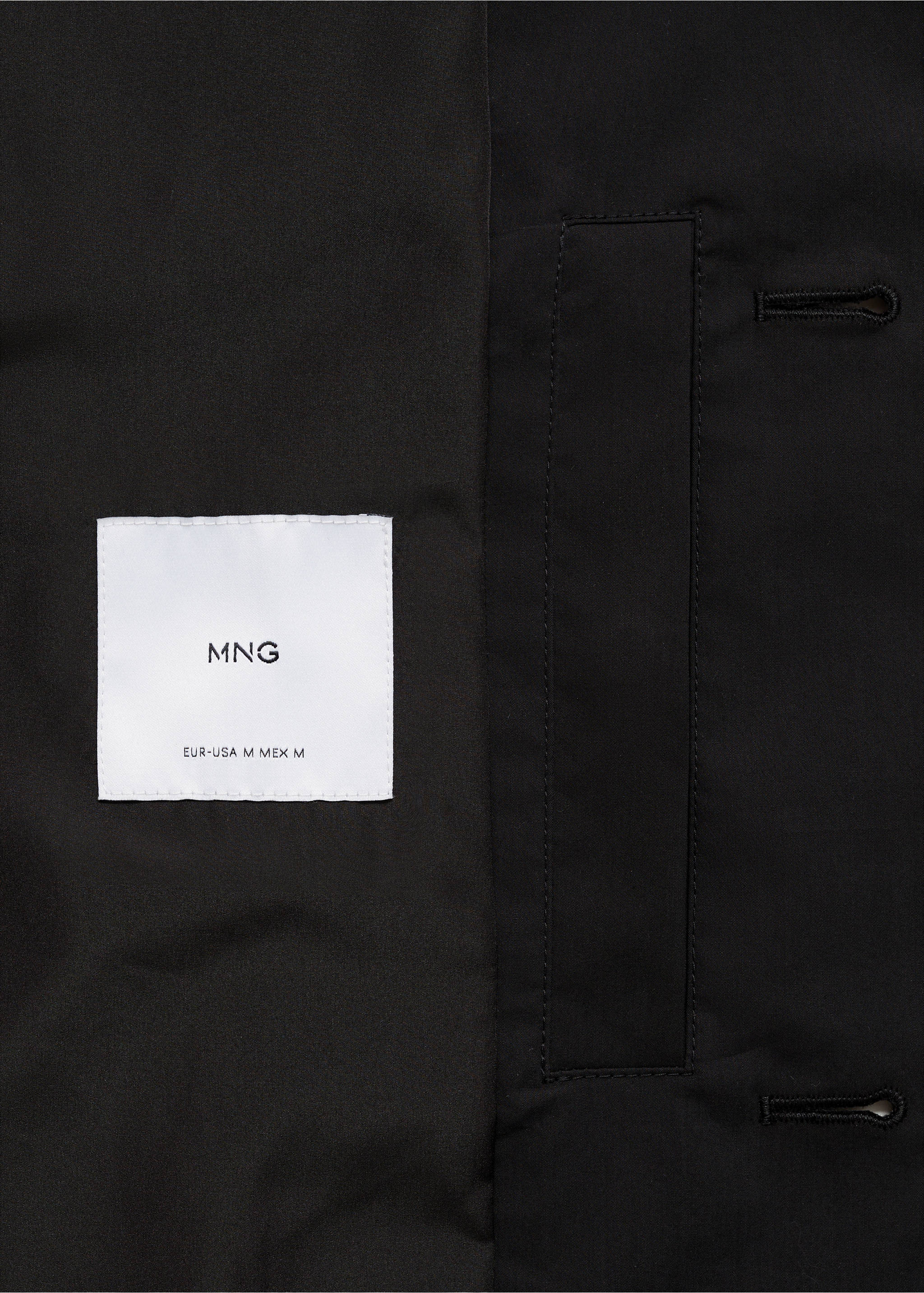 Classic water-repellent trench coat - Details of the article 0, Black. Ref: 77034434-00.