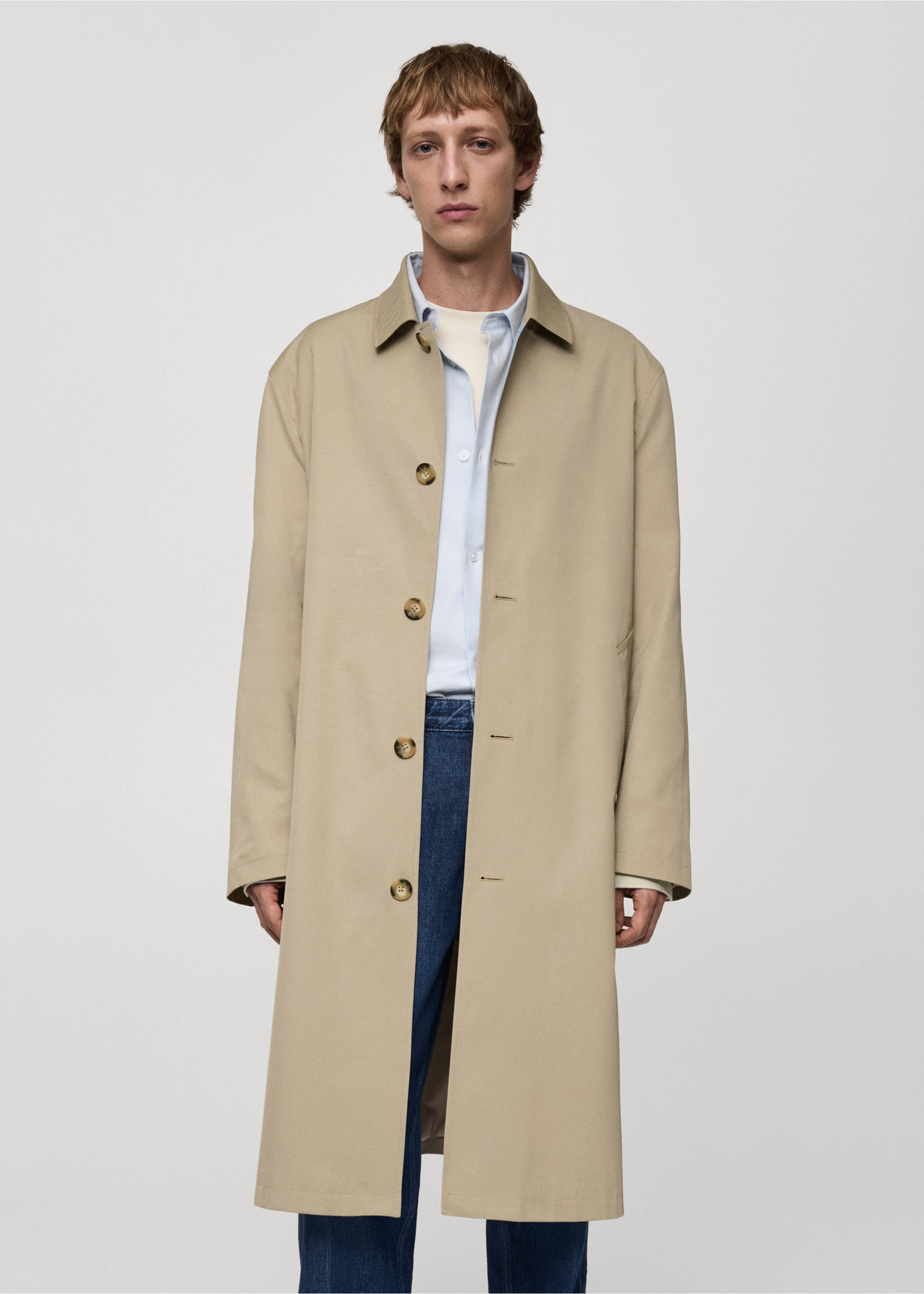 Relaxed-fit water-repellent trench coat - Medium plane, Beige. Ref: 77034435-00.