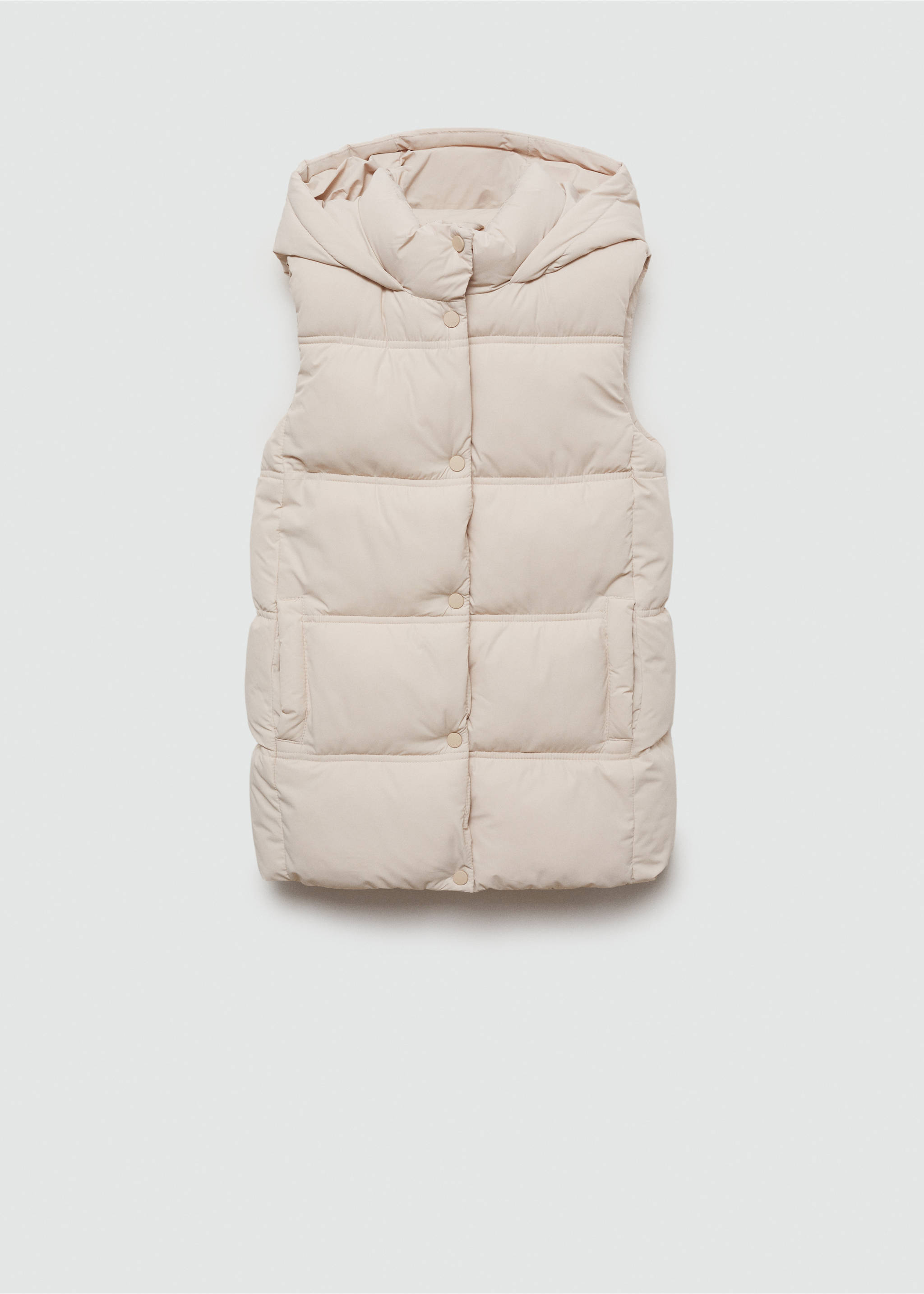 Quilted gilet with hood - Article without model, Ecru. Ref: 77034437-00.