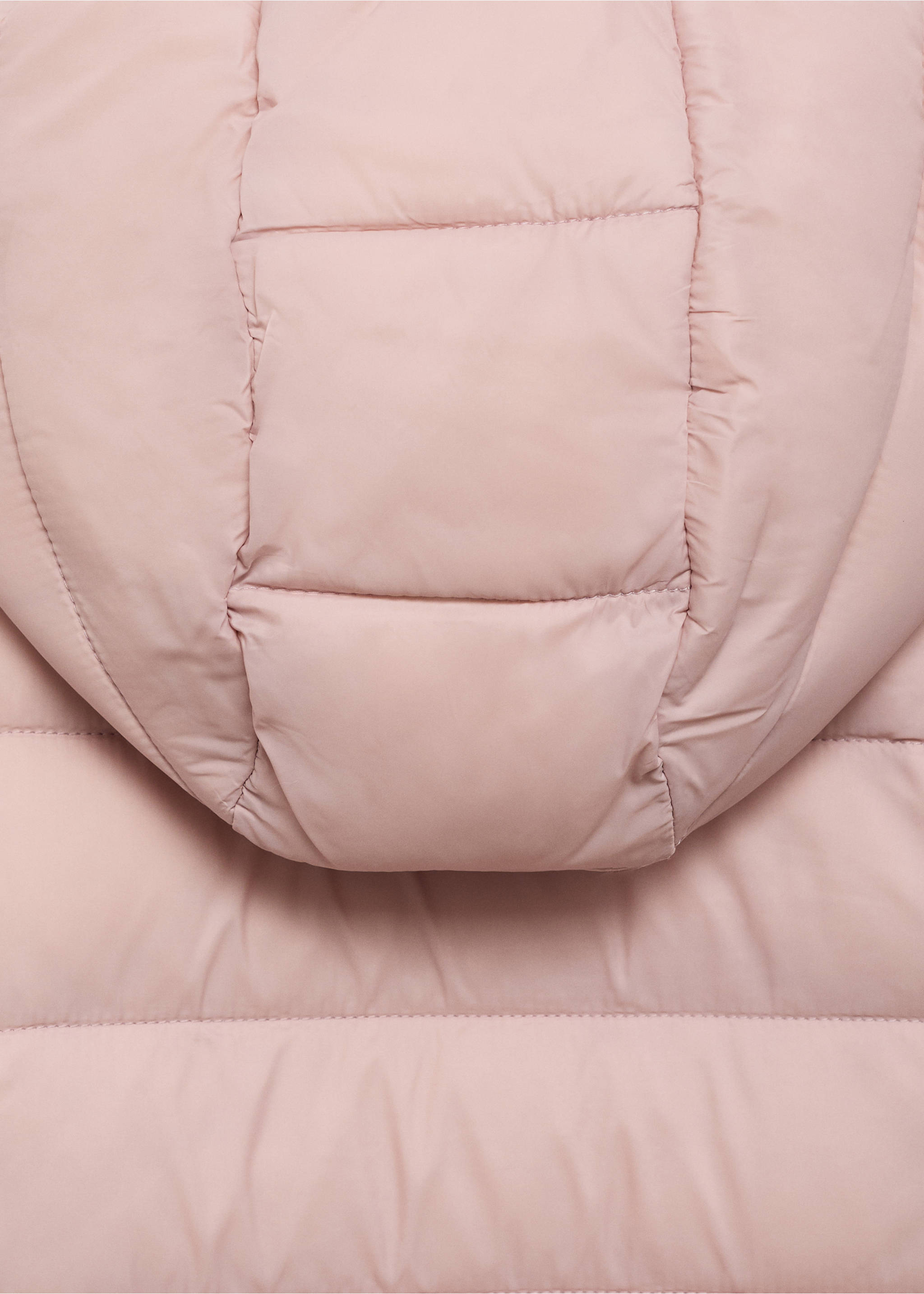 Hood puffer coat - Details of the article 8, Pale Pink. Ref: 77034438-00.
