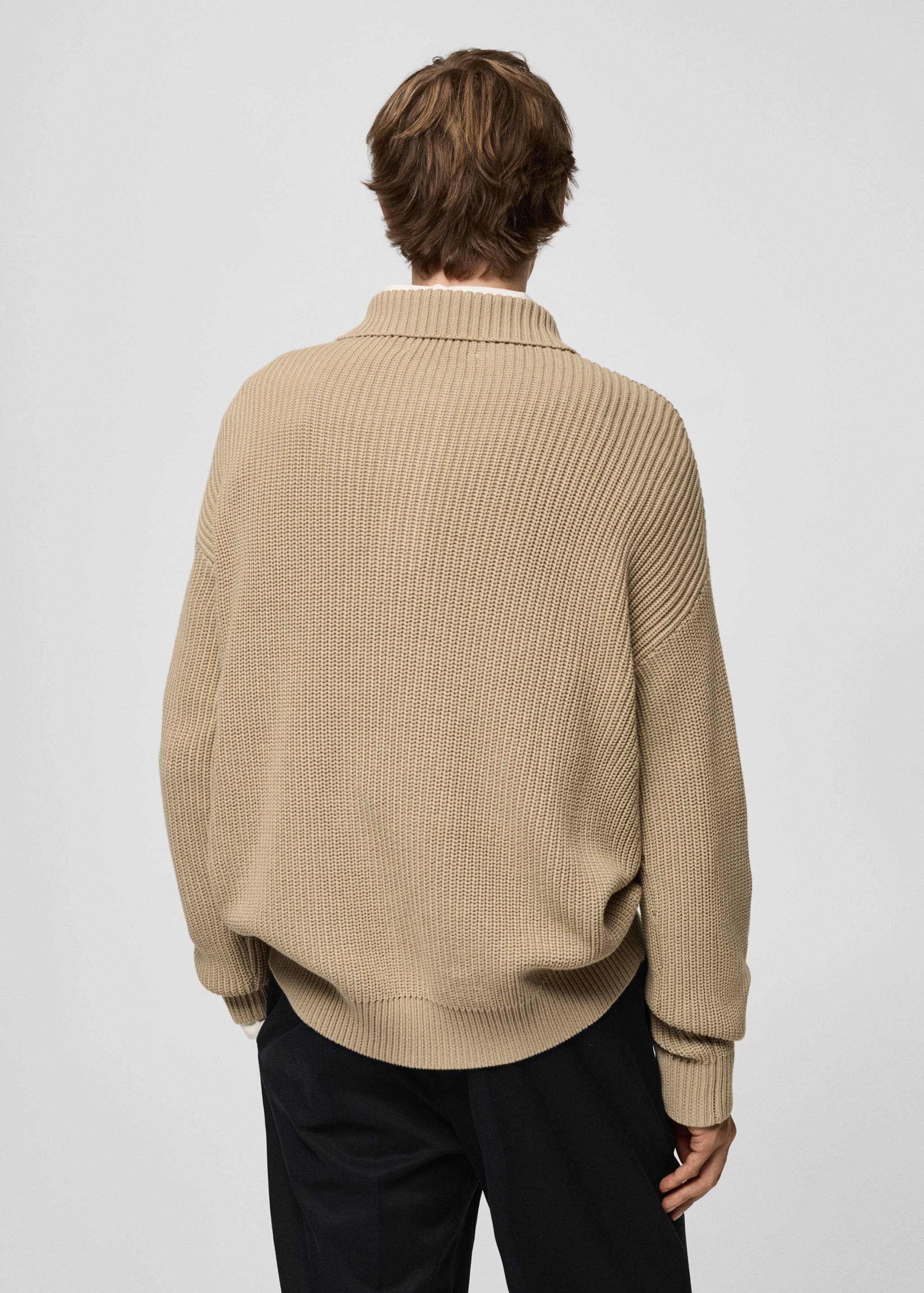 Pull-over polo maille épaisse côtelée - Verso de l’article