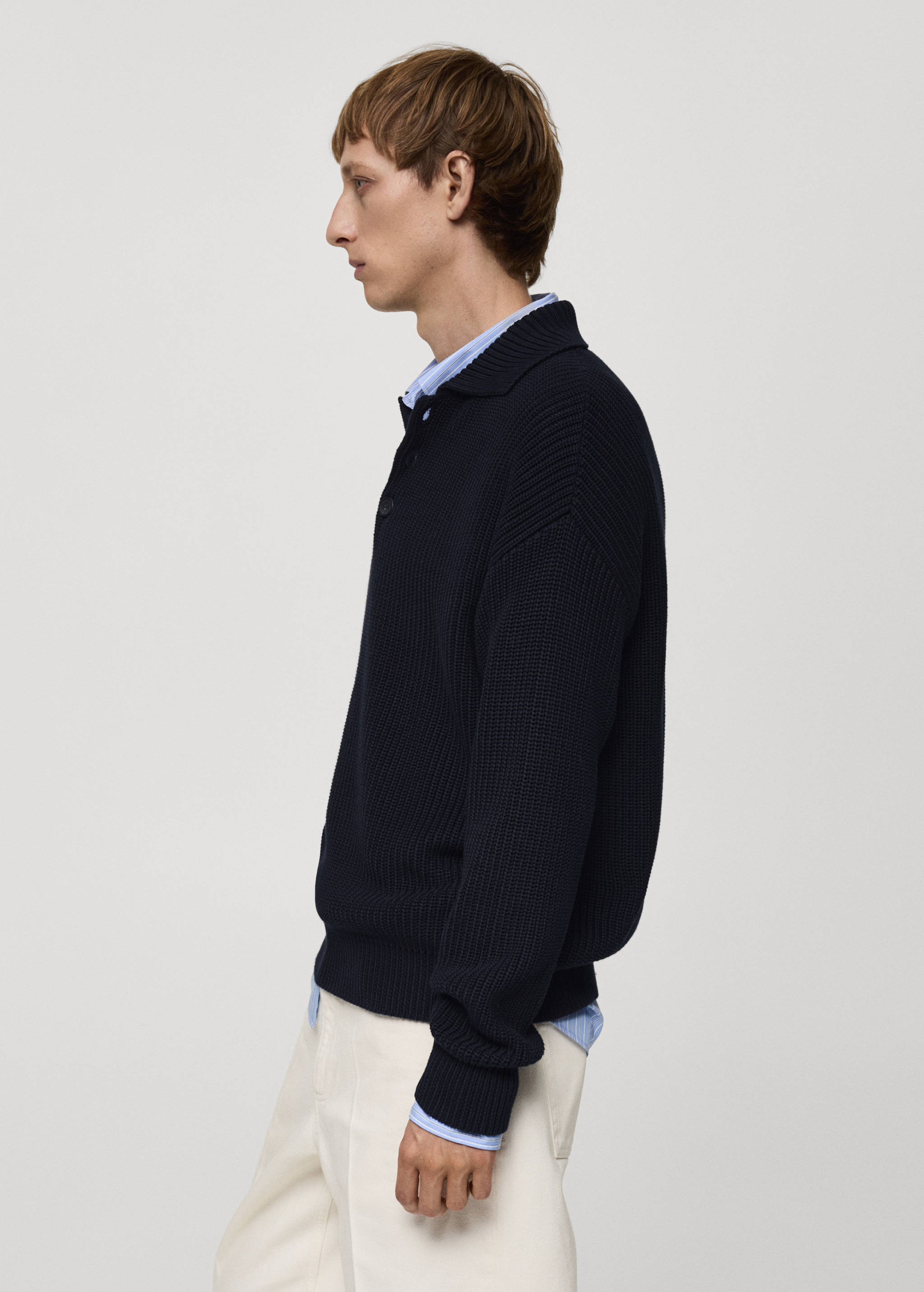 Pull-over polo maille épaisse côtelée - Détail de l'article 2