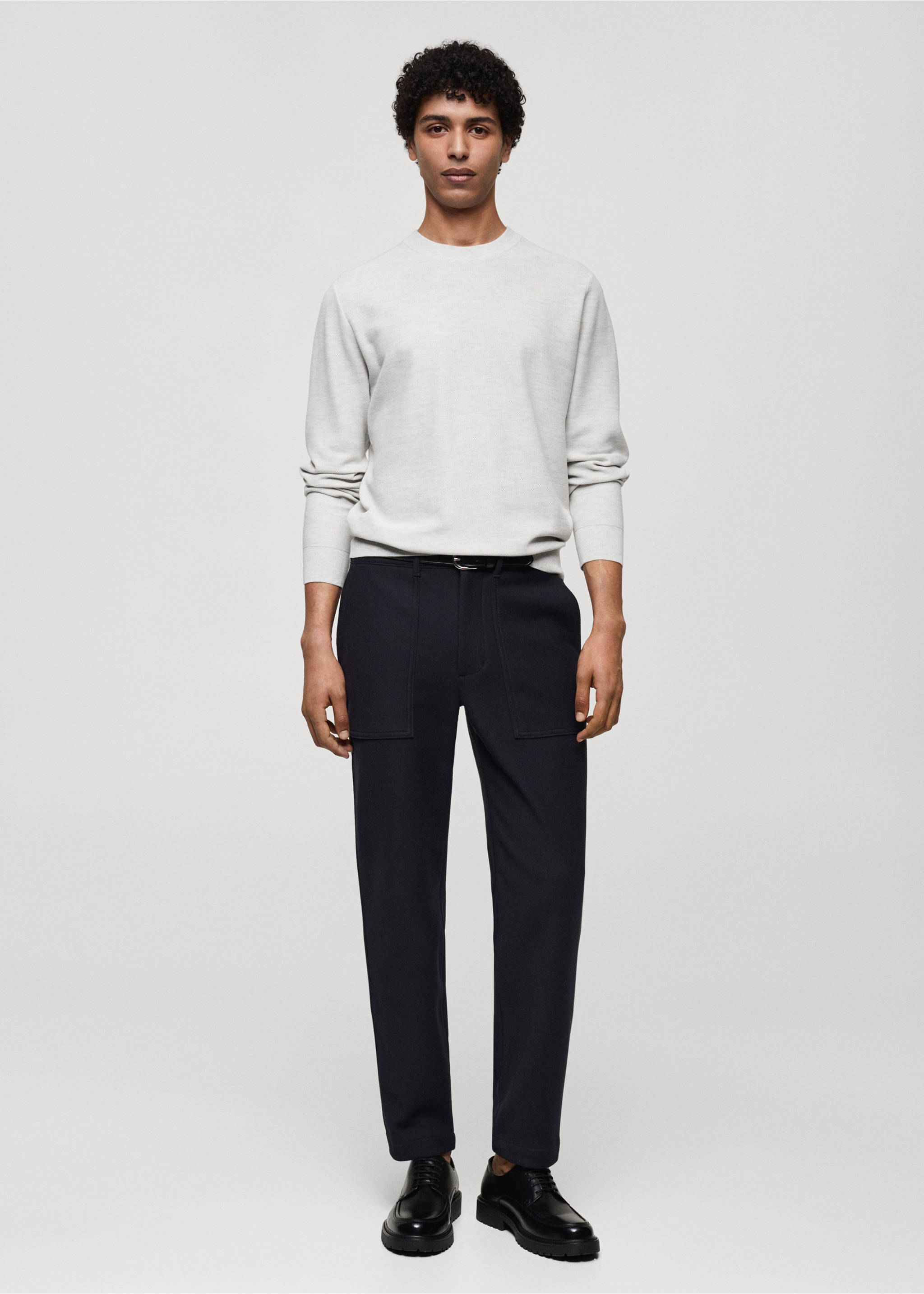Fine-knit cotton sweater - General plane, Light Heather Grey. Ref: 77034447-00.