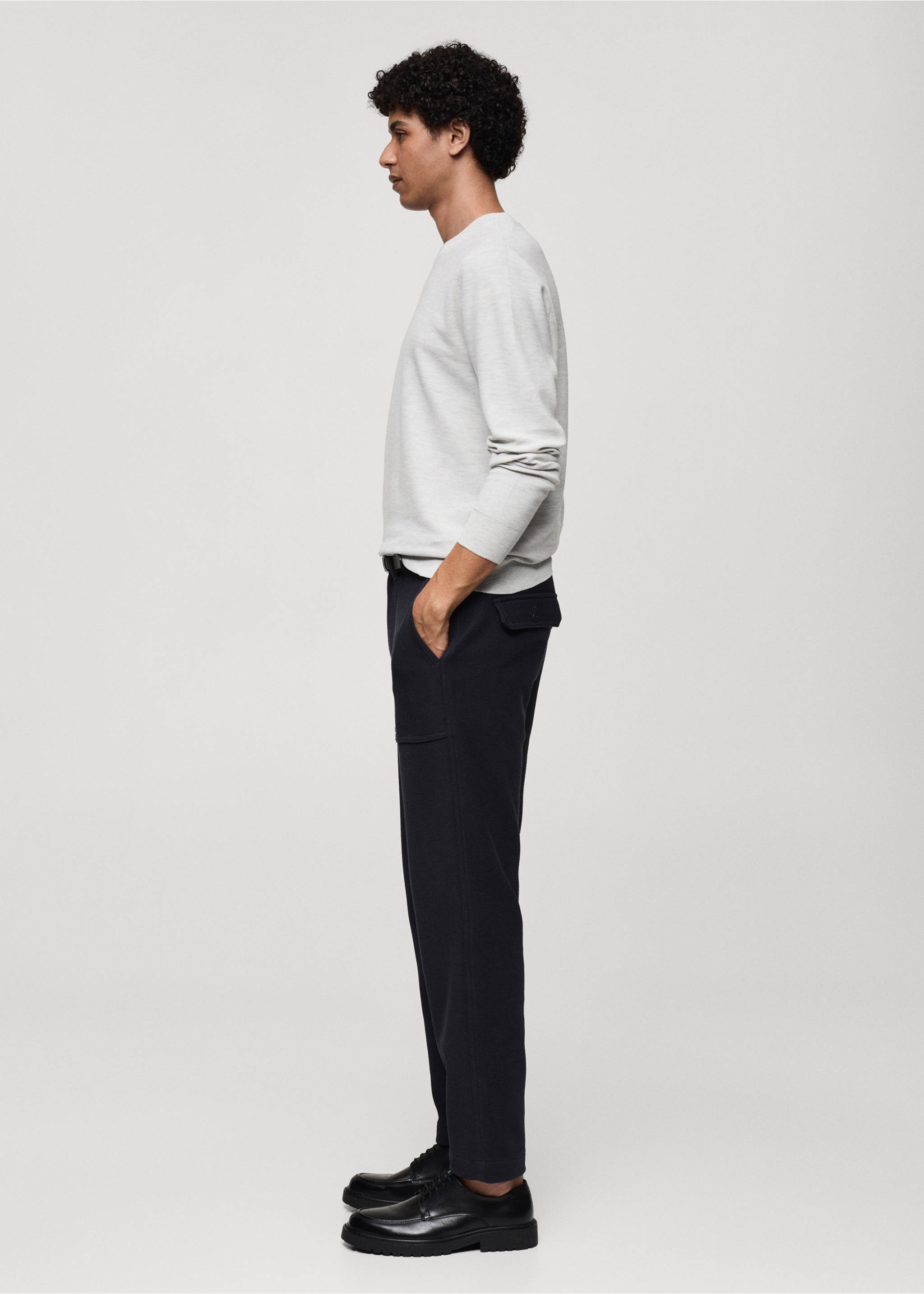 Fine-knit cotton sweater - Details of the article 2, Light Heather Grey. Ref: 77034447-00.