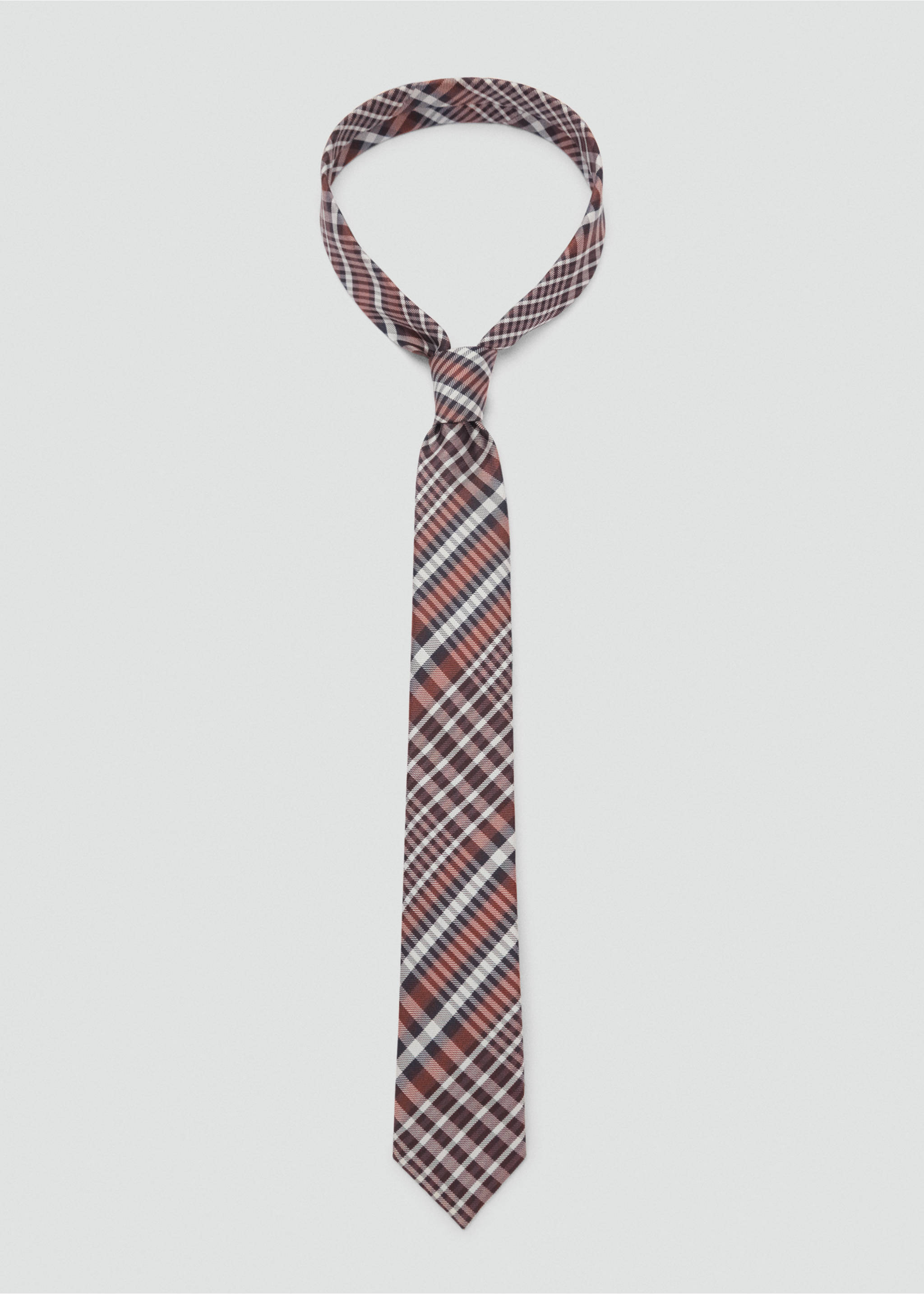 Schmale Krawatte mit Karomuster - Artikel ohne Model, Braun. Ref: 77034763-00.