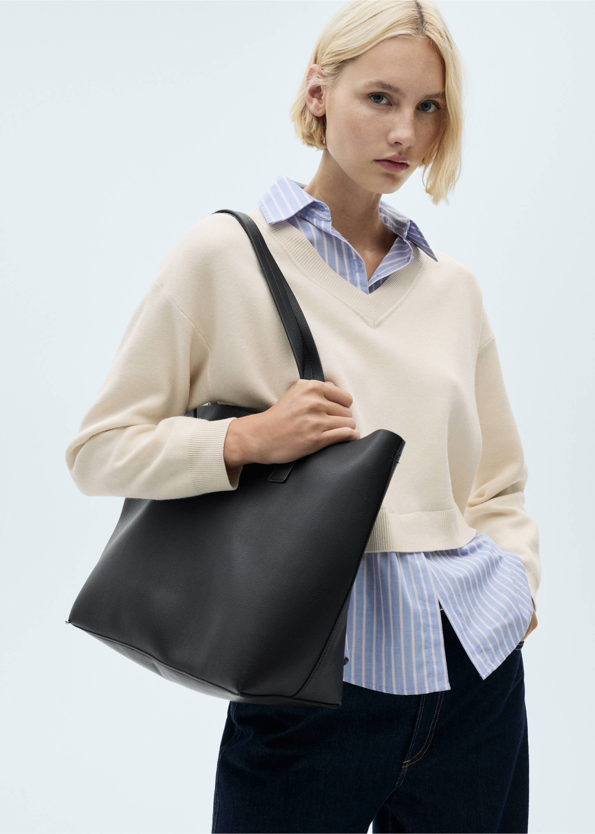 Combined shirt sweater - Medium plane, Ecru. Ref: 77034768-00.