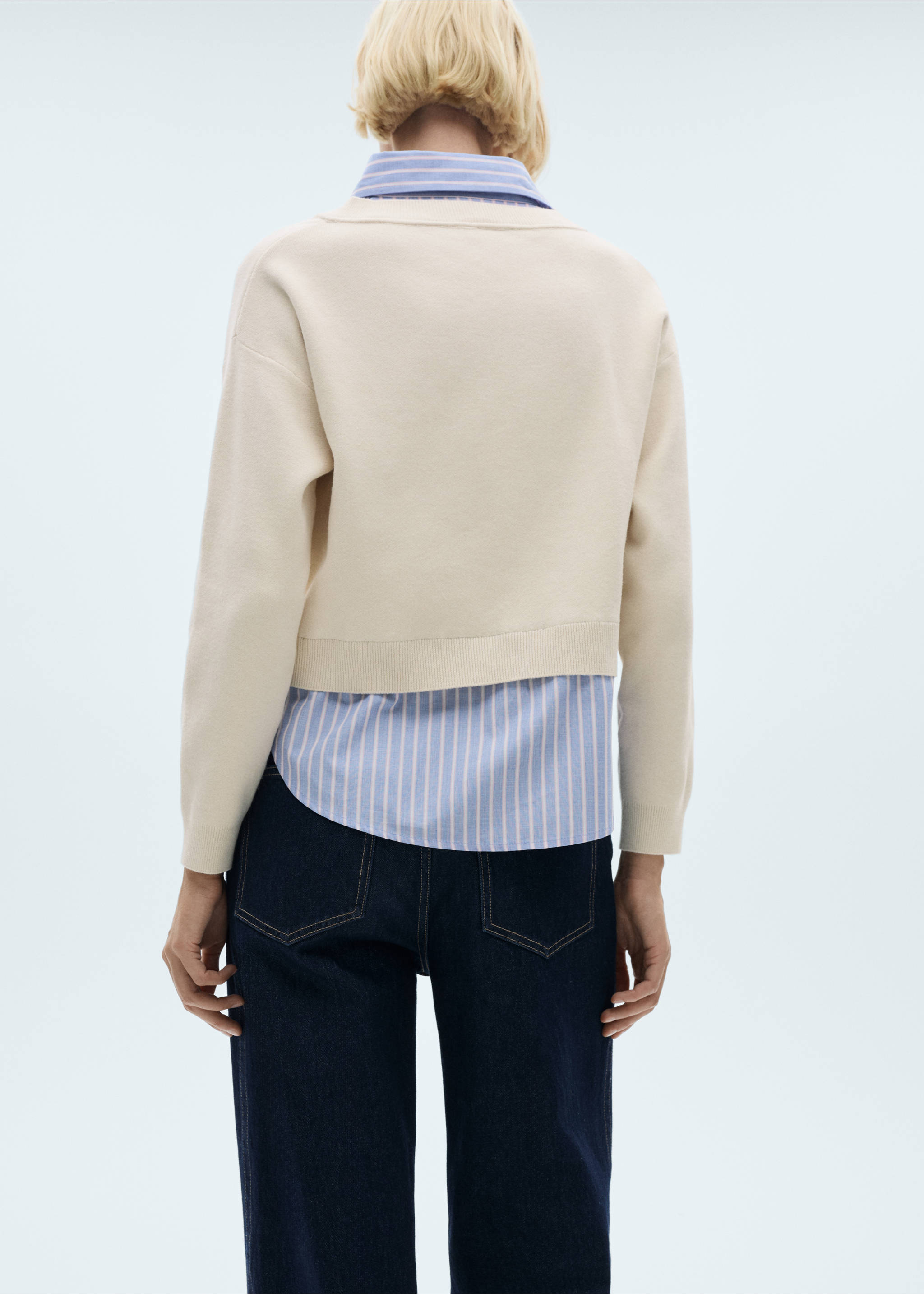 Combined shirt sweater - Reverse of the article, Ecru. Ref: 77034768-00.