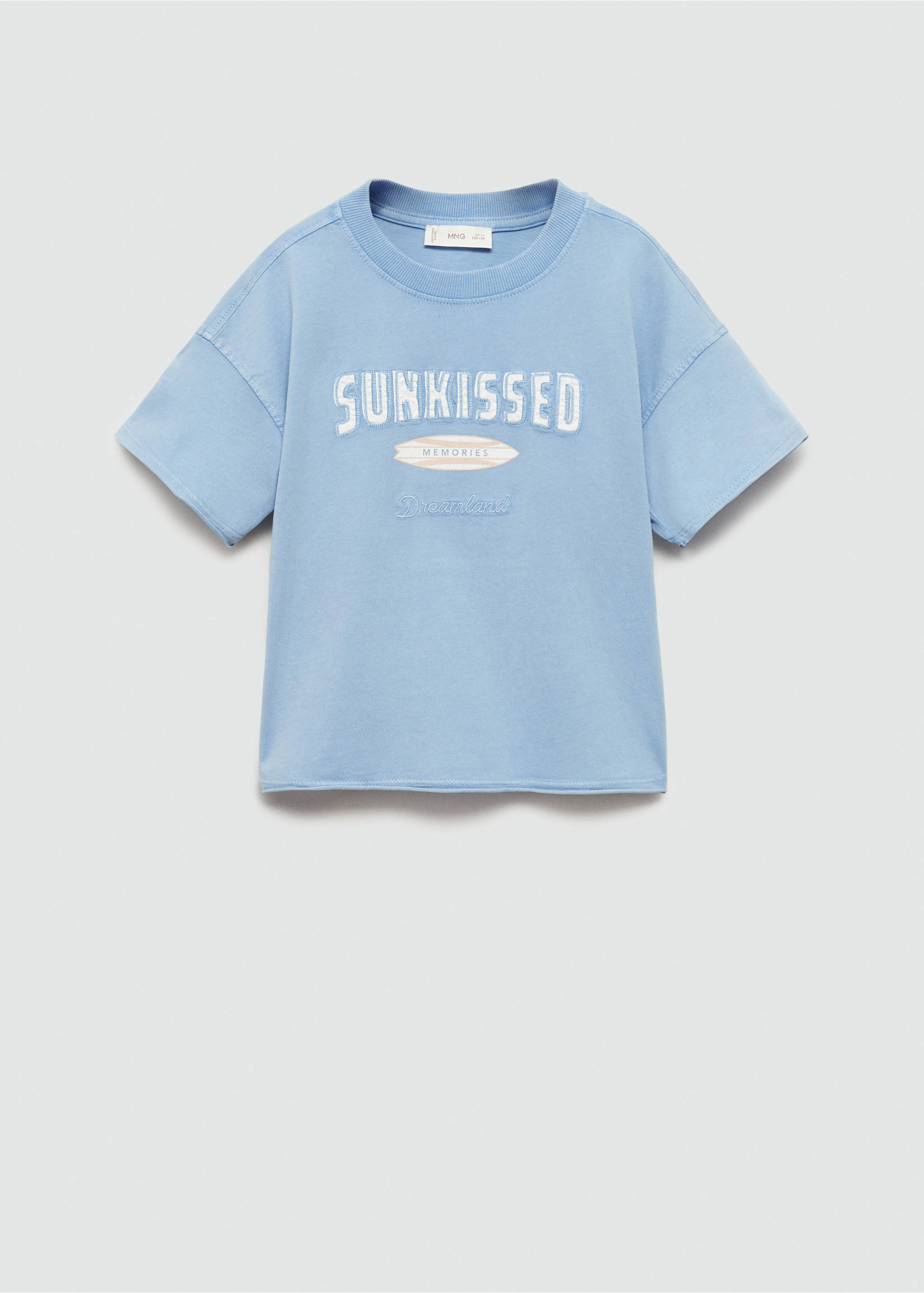 Tričko s potiskem surfařského motivu - Zboží bez modelu, Modrá porcelánová. Ref: 77034774-00.