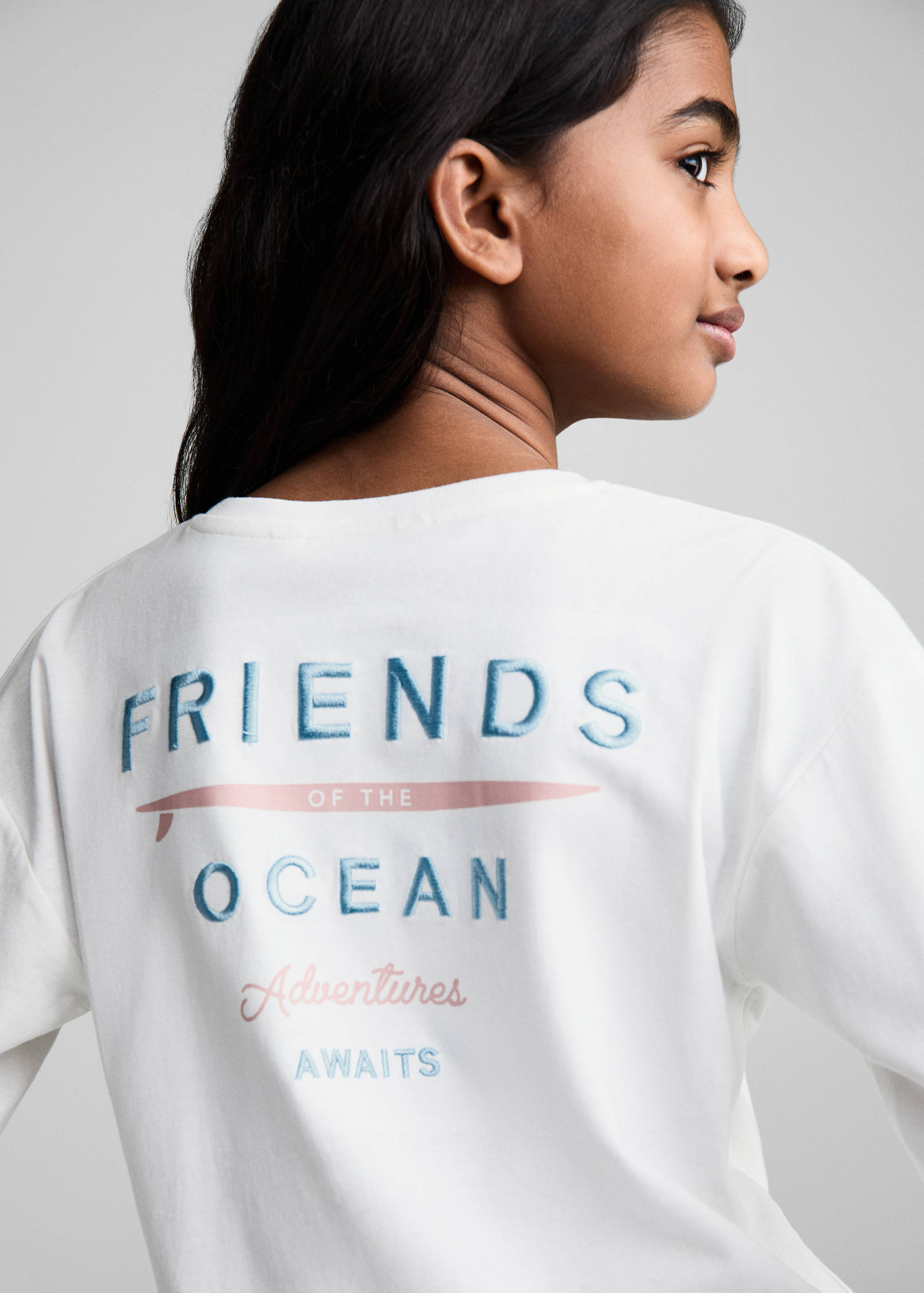 Embroidered detail cotton T-shirt - Reverse of the article