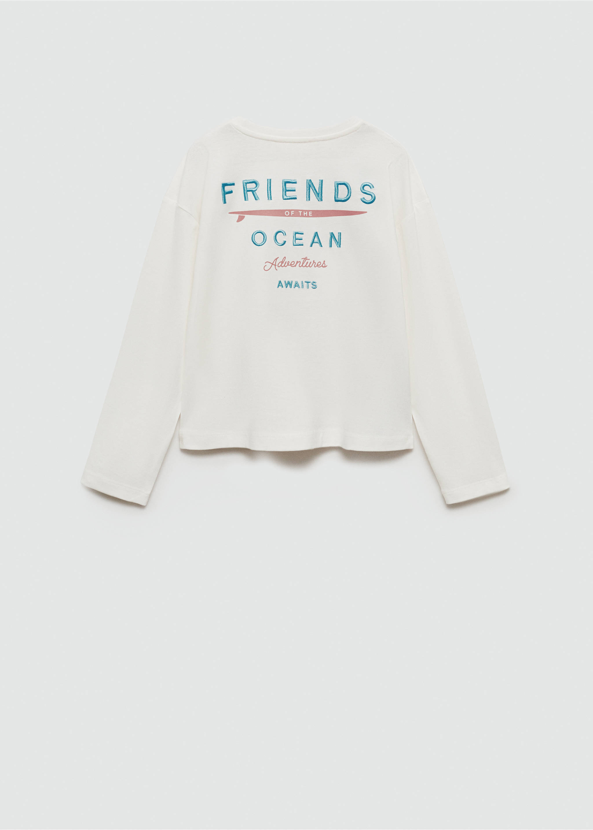 Embroidered detail cotton T-shirt - Reverse of the article, Off White. Ref: 77034777-00.