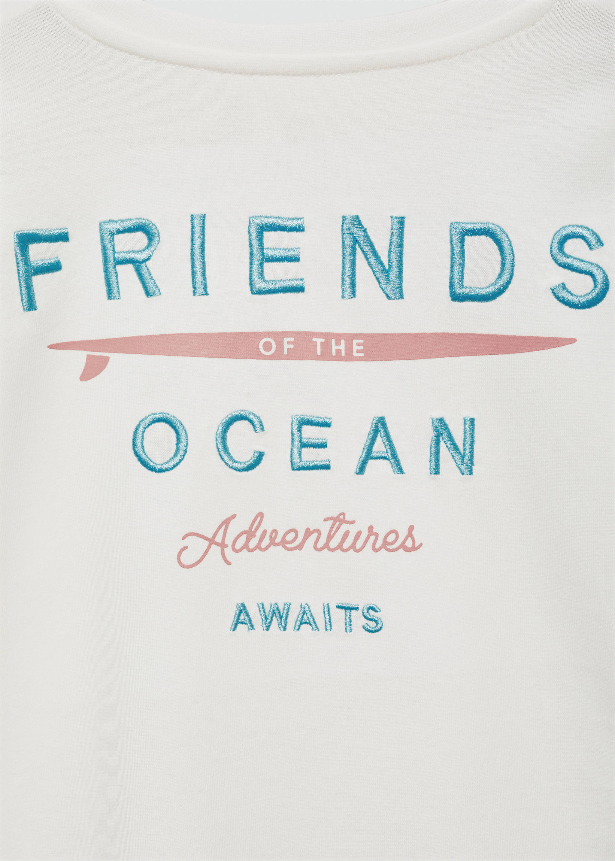 Embroidered detail cotton T-shirt - Details of the article 0, Off White. Ref: 77034777-00.