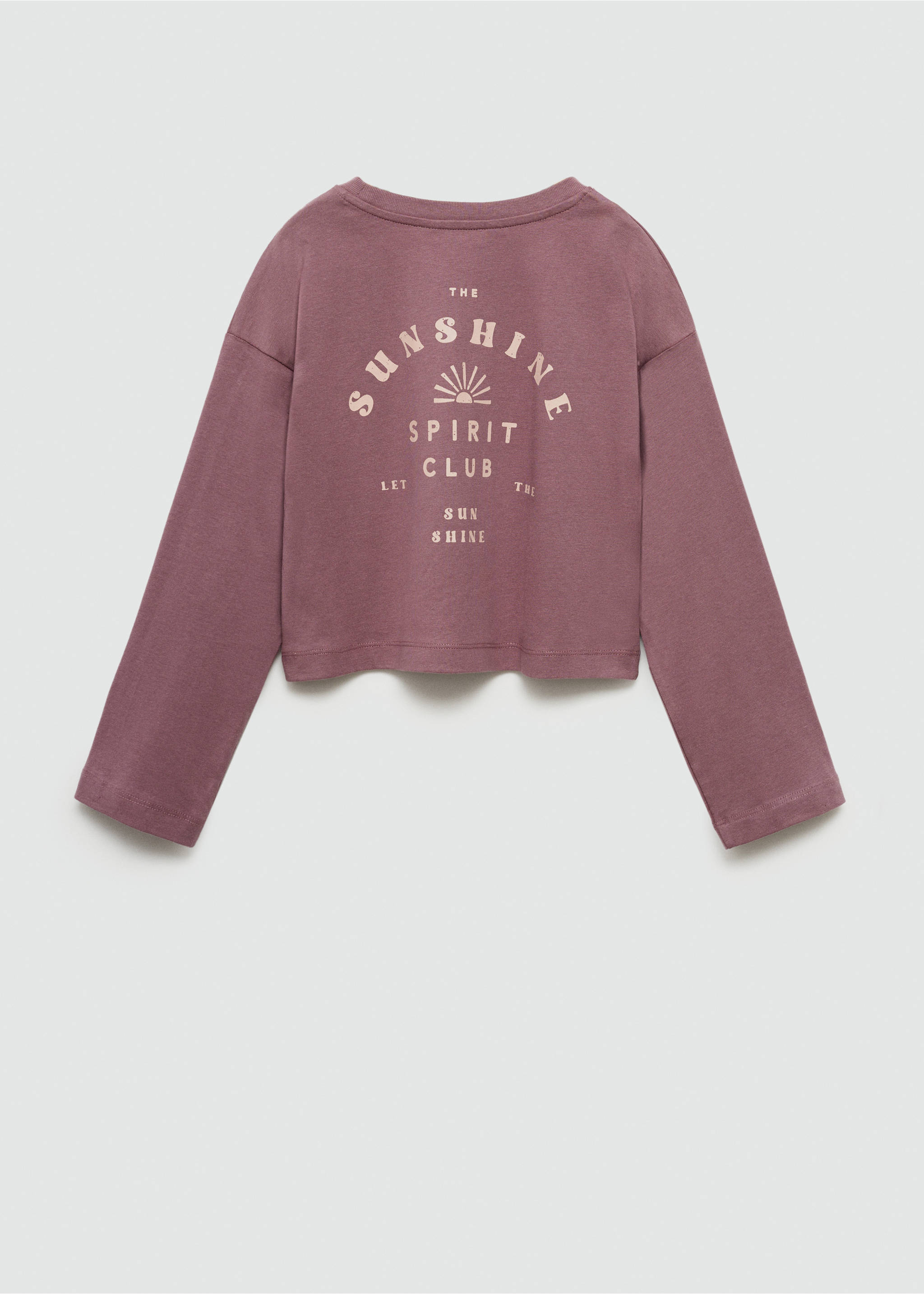 Printed long sleeve t-shirt - Reverse of the article, Plum. Ref: 77034778-00.