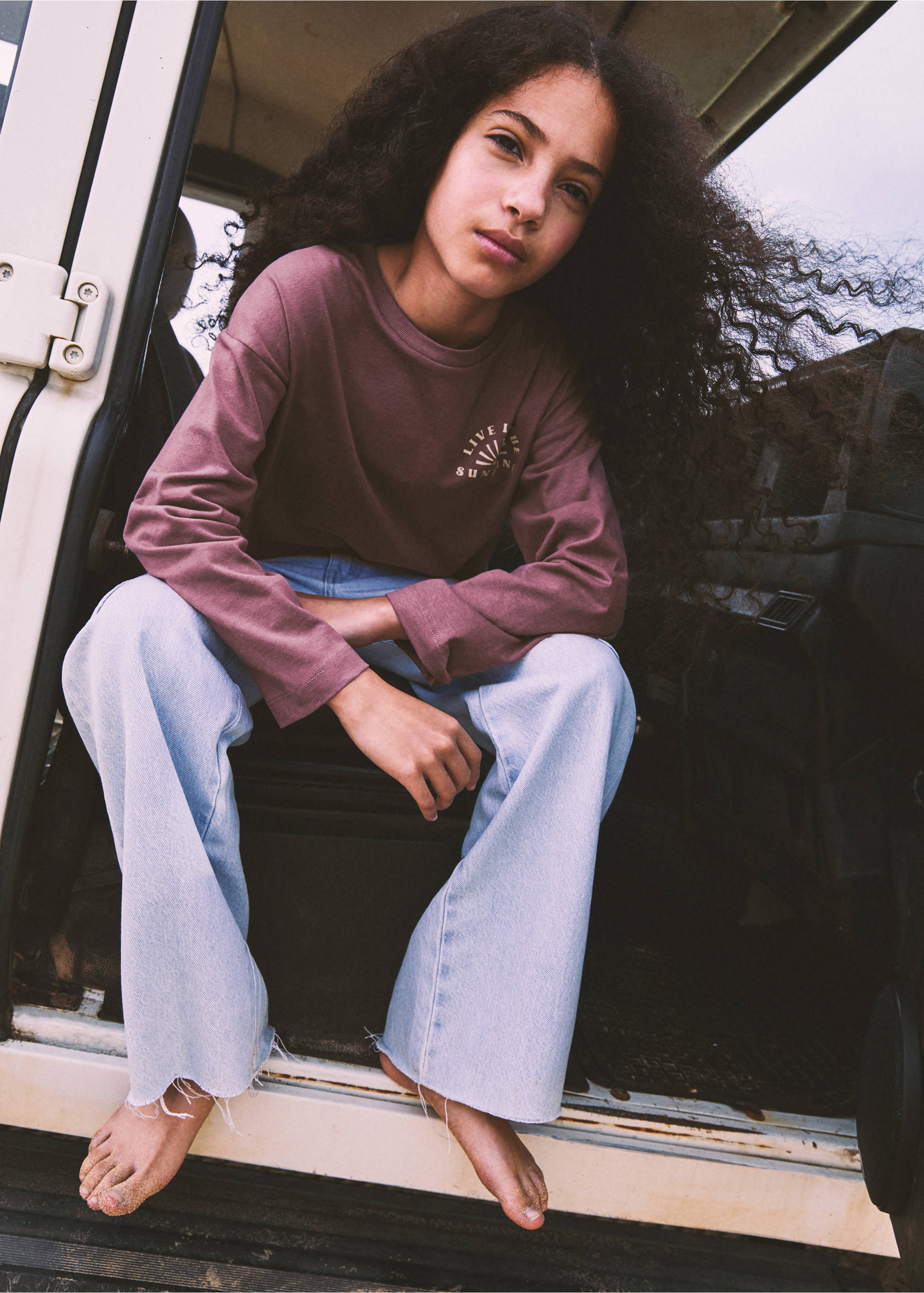 Printed long sleeve t-shirt - Details of the article 5, Plum. Ref: 77034778-00.