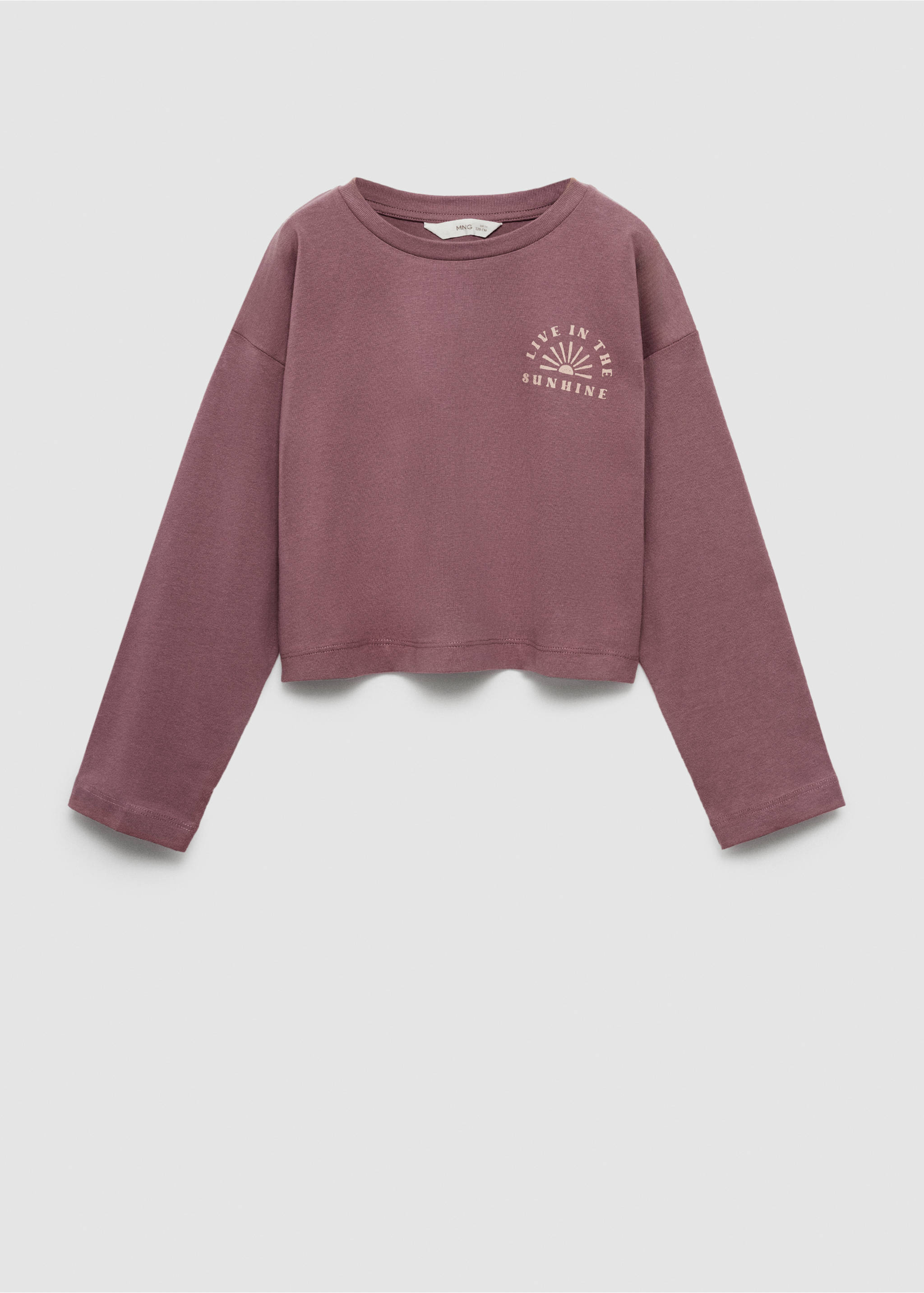 Printed long sleeve t-shirt - Article without model, Plum. Ref: 77034778-00.