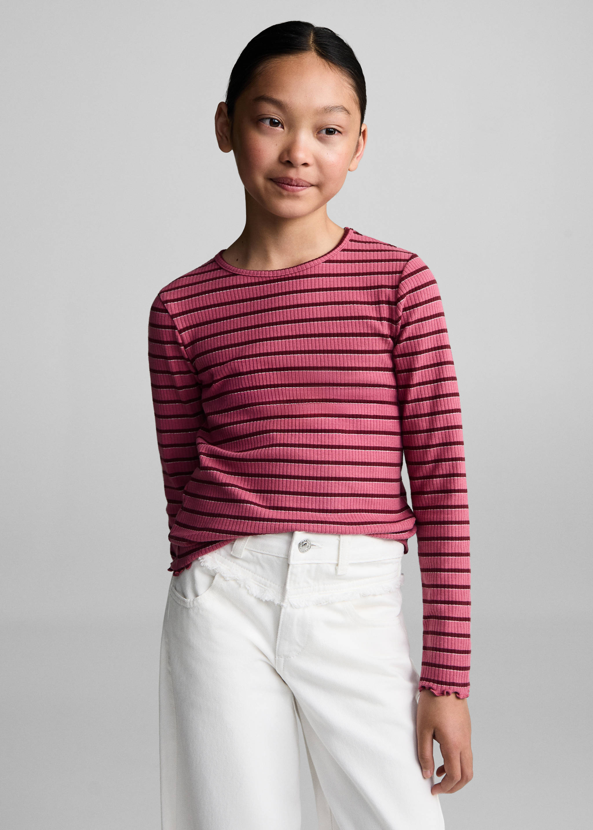 T-shirt manches longues rayures - Plan moyen