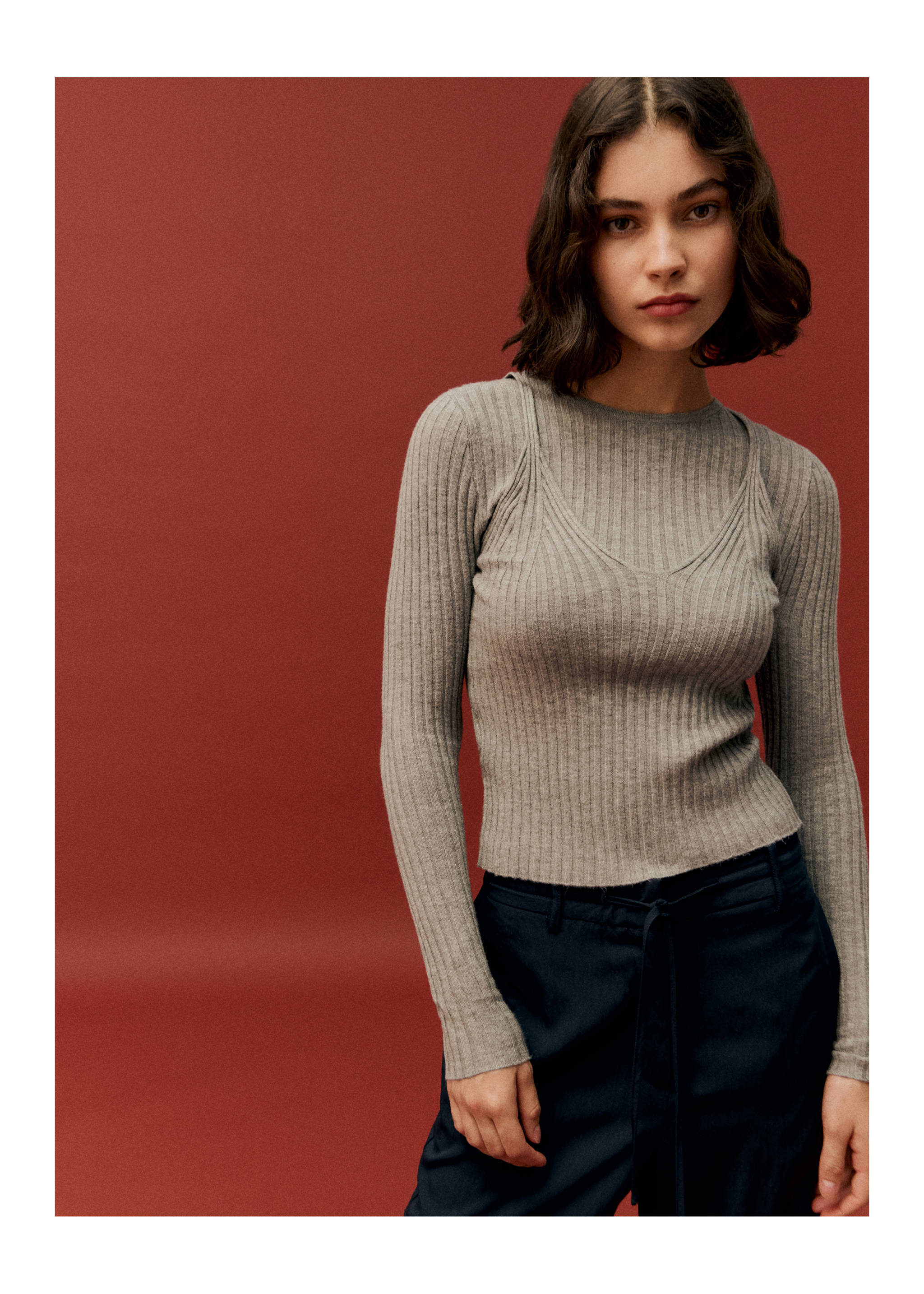 Rippstrick-Pullover-Top - Detail des Artikels 5, Grau. Ref: 77034783-00.