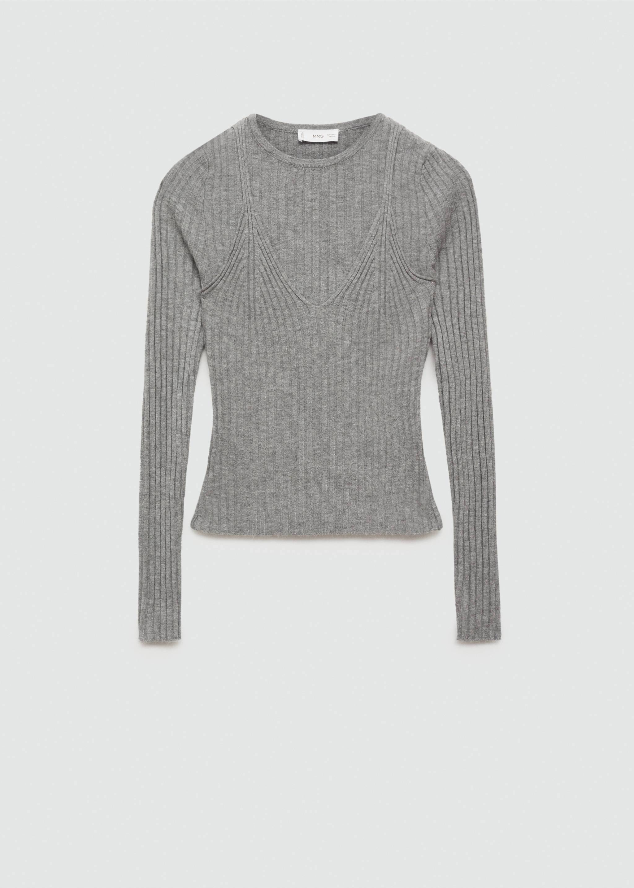 Jersey canalé top - Artículo sin modelo, Gris. Ref: 77034783-00.