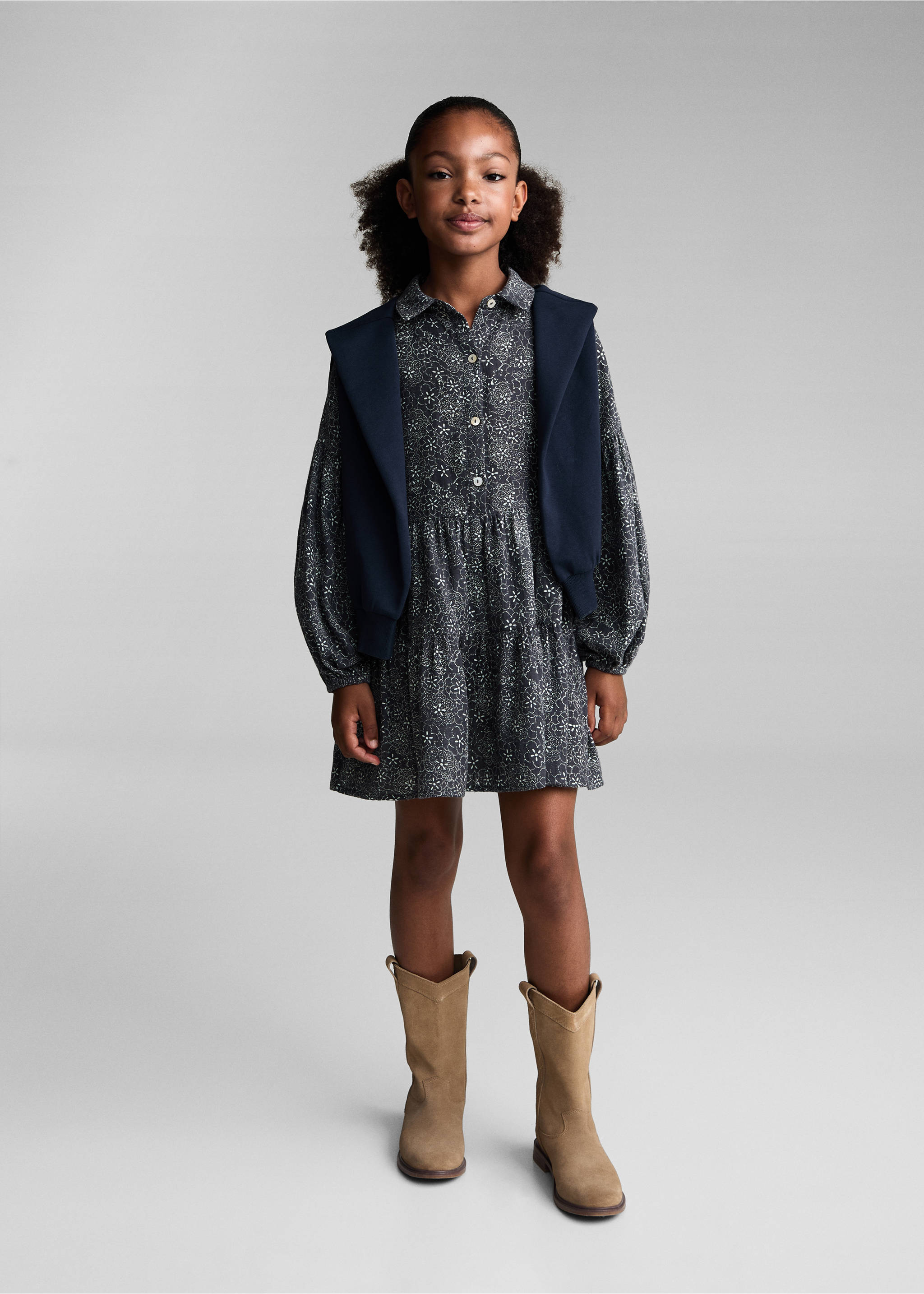 Rochie cu imprimeu floral - Plan general, Cărbune. Ref: 77034786-00.