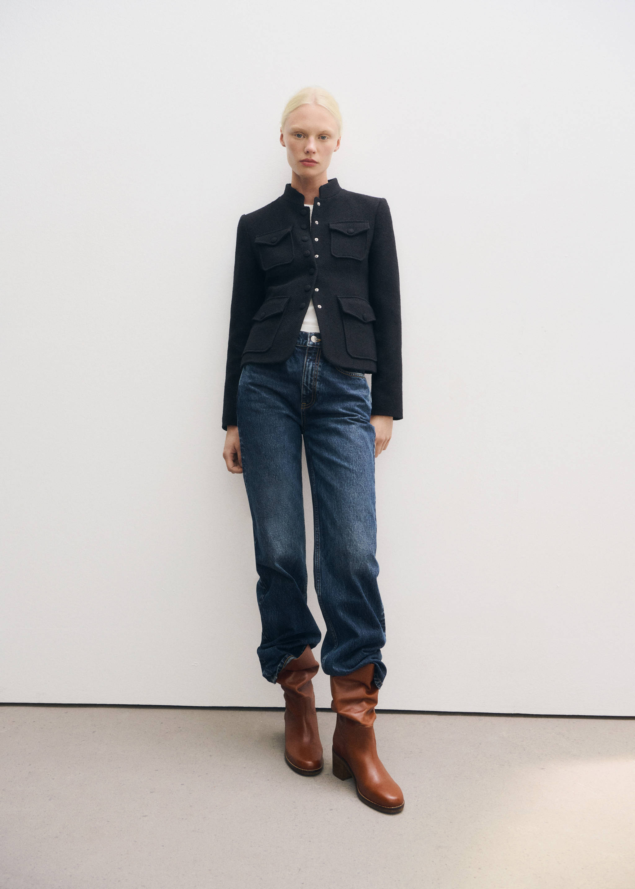 Leather ankle boots with block heel - General plane