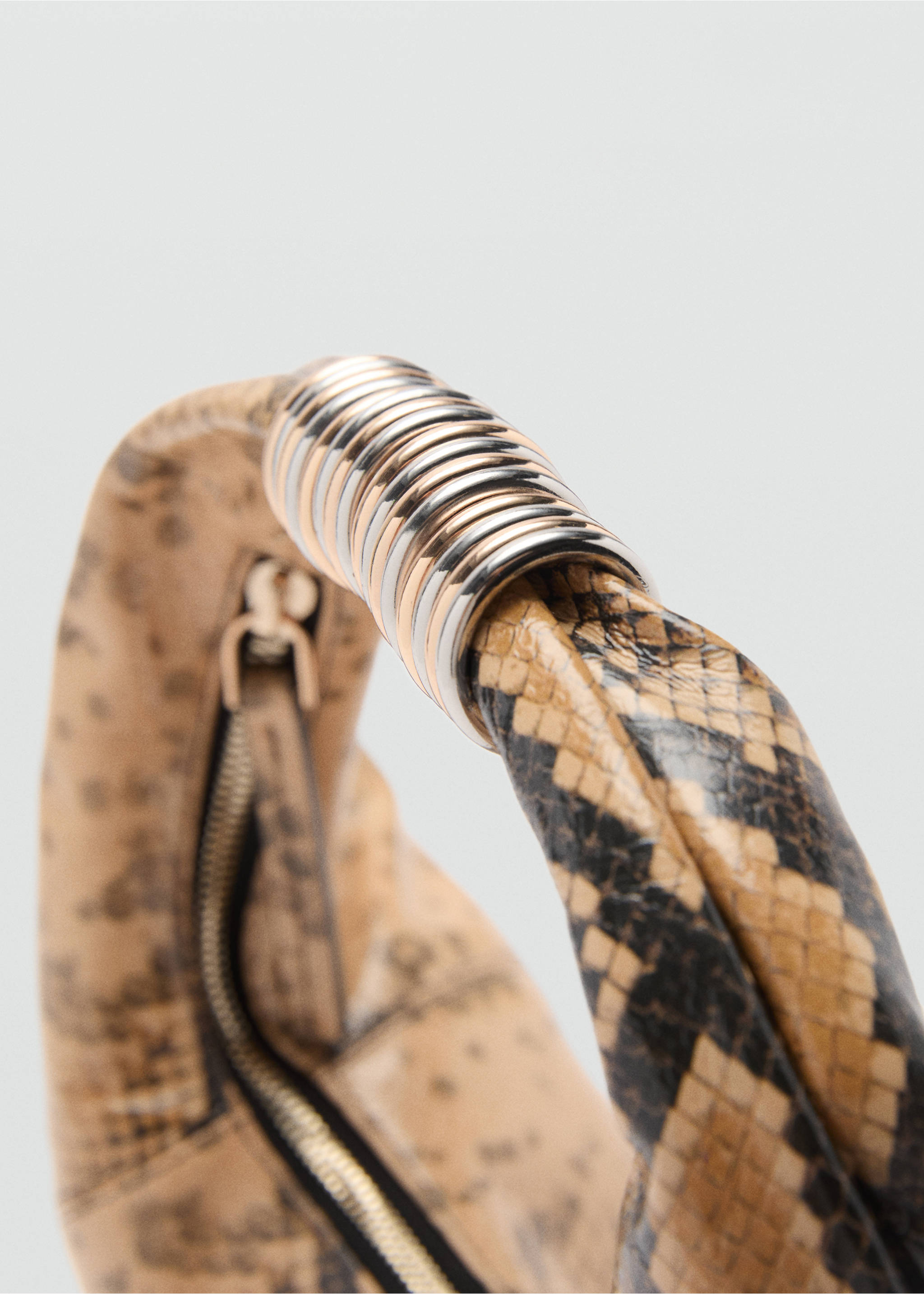 Snake-effect leather bag - Details of the article 1, Beige. Ref: 77034796-00.