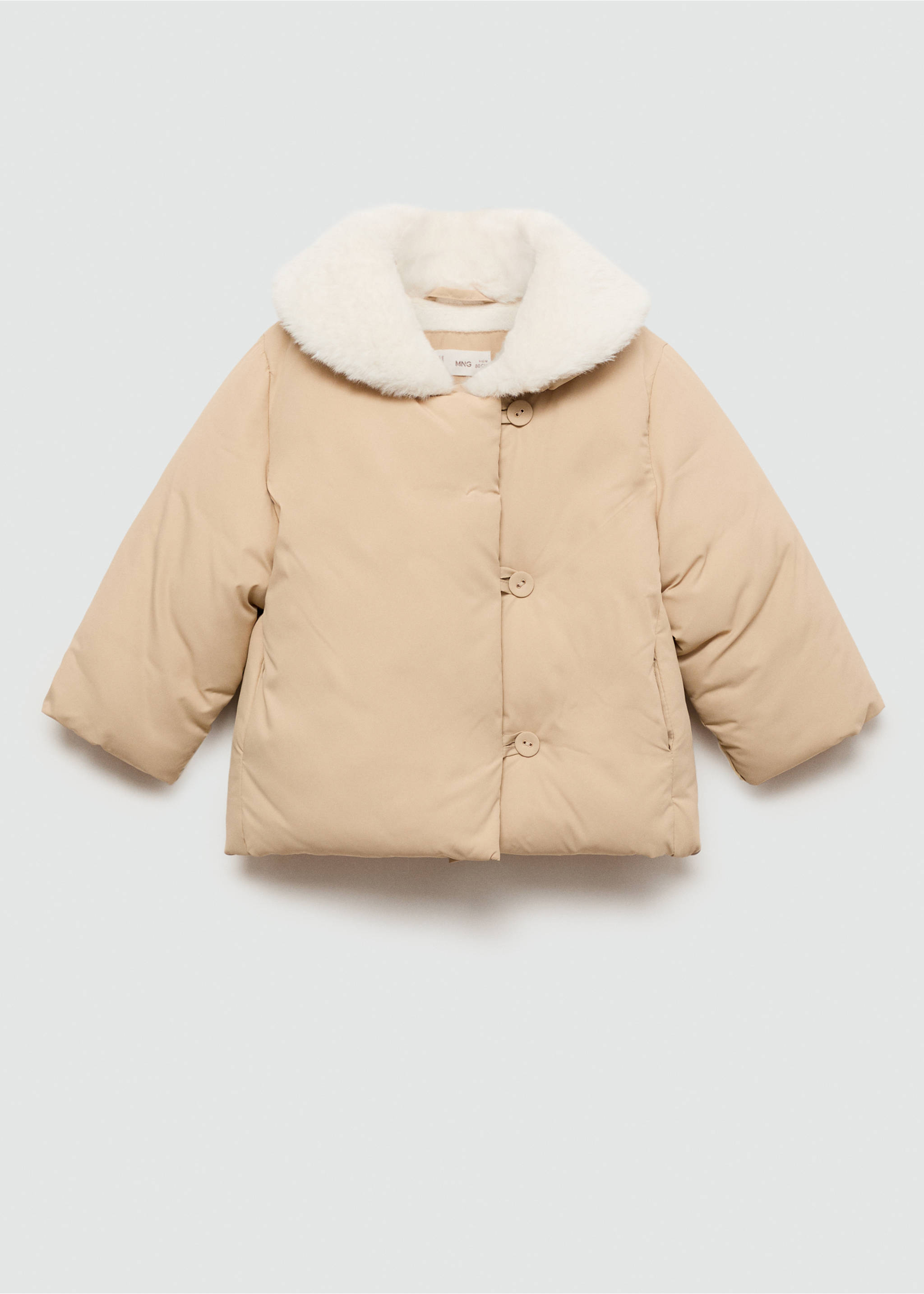 Steppanorak mit Kunstpelz - Artikel ohne Model, Sandfarben. Ref: 77035147-00.