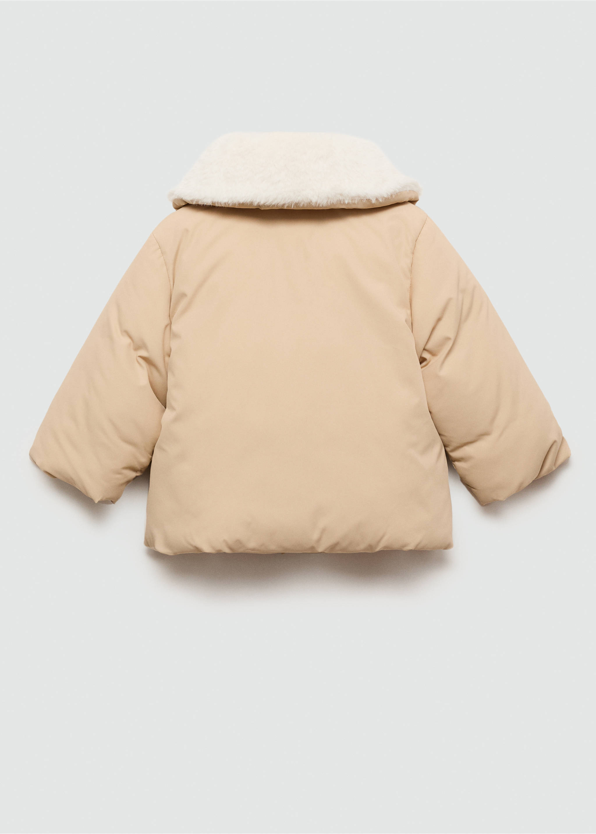 Steppanorak mit Kunstpelz - Rückseite des Artikels, Sandfarben. Ref: 77035147-00.