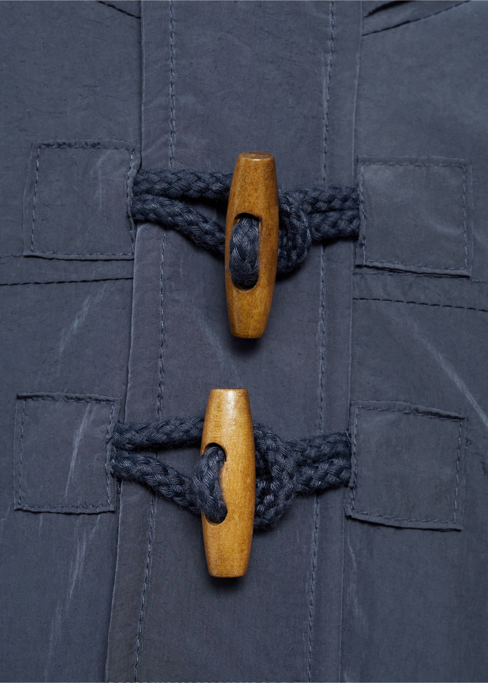 Padded anorak with shearling lining - Details of the article 8, Blue. Ref: 77035148-00.