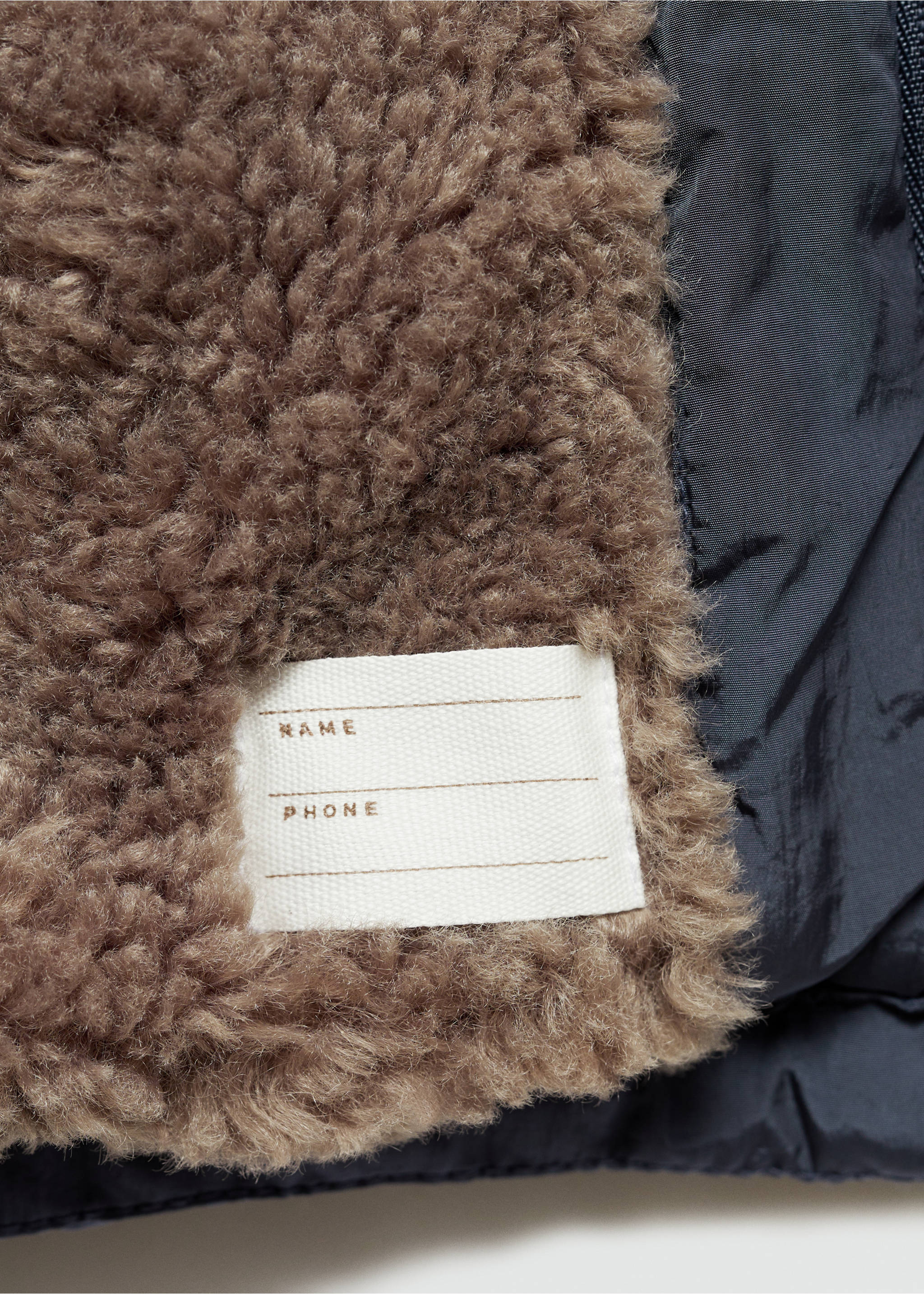 Padded anorak with shearling lining - Details of the article 0, Blue. Ref: 77035148-00.