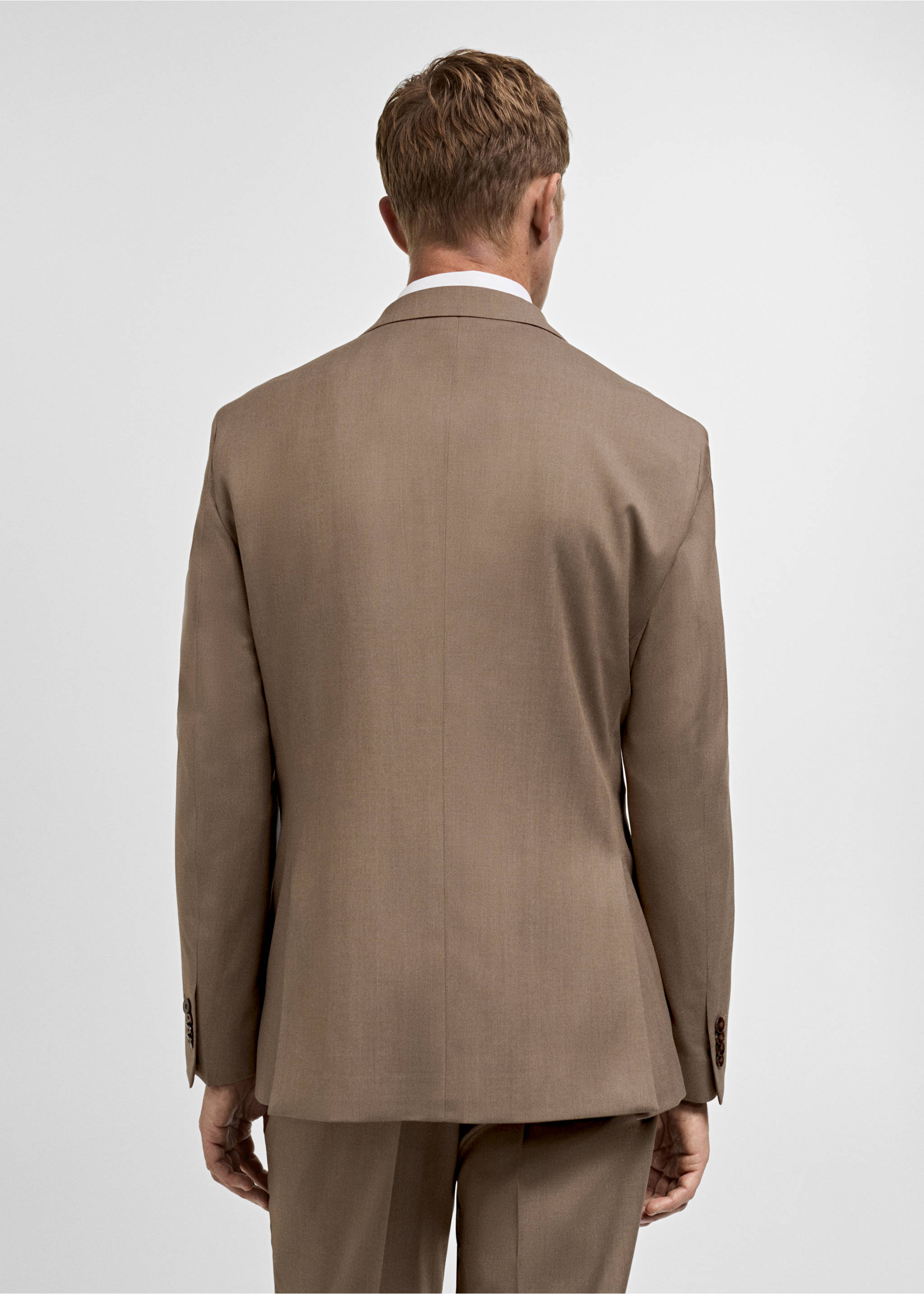 Stretch-fabric slim-fit suit blazer - Reverse of the article, Beige. Ref: 77035149-00.