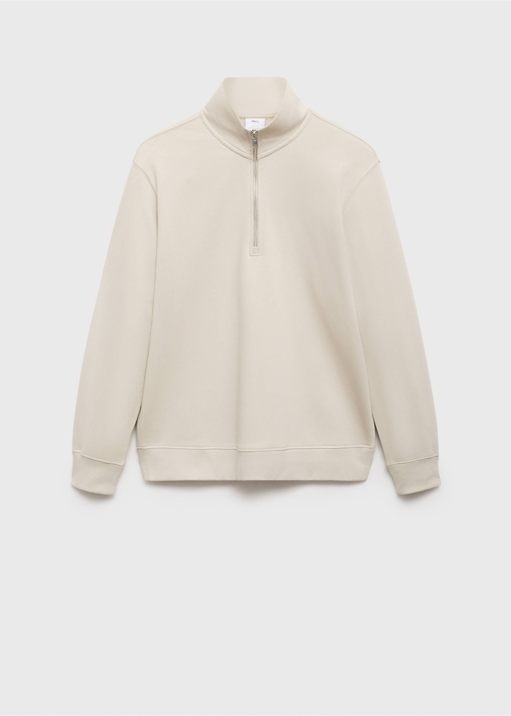 Zipper cotton sweater - Article without model, Ice Grey. Ref: 77035151-00.