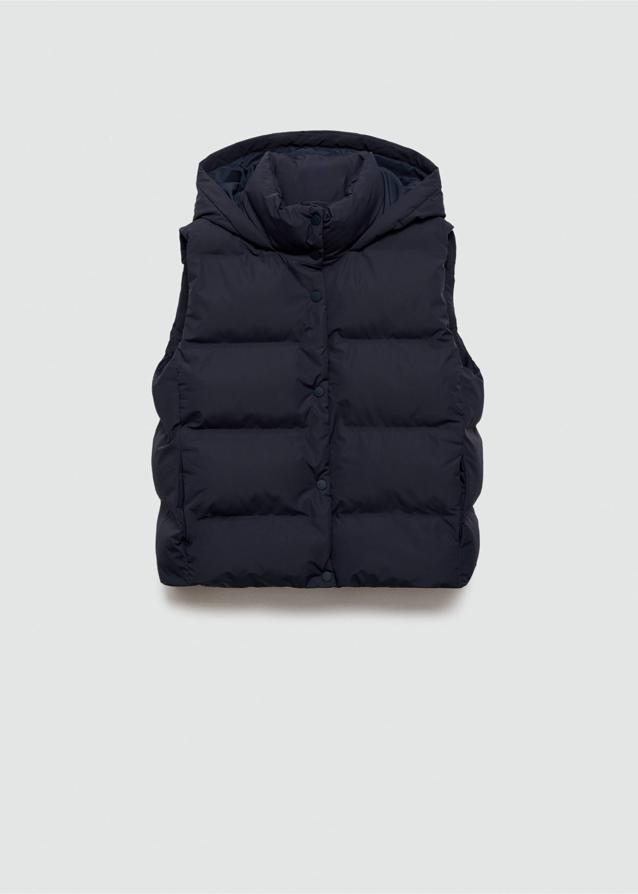 Quilted gilet with hood - Article without model, Dark Navy. Ref: 77035630-00.