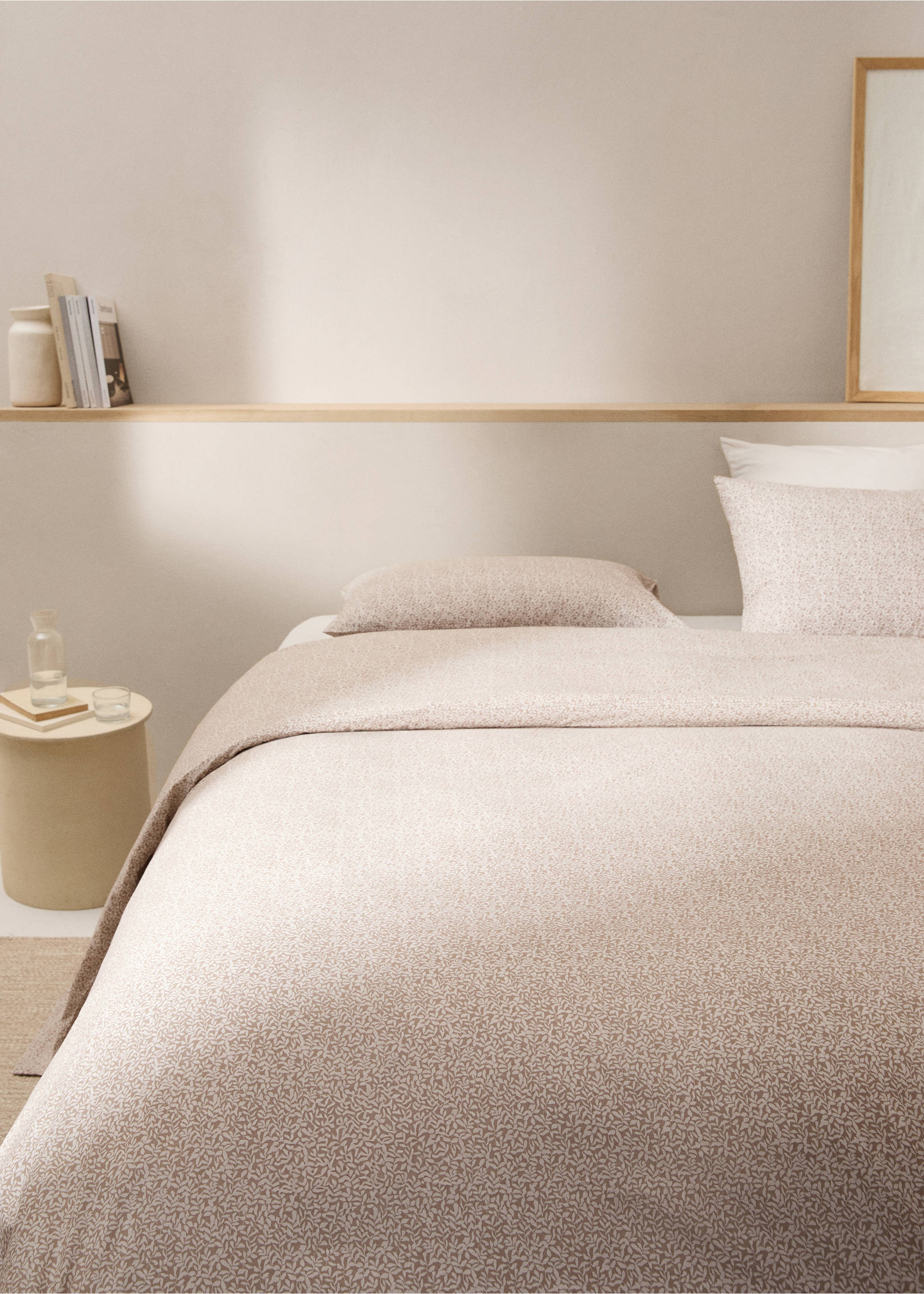 Micro-flower print duvet cover for king bed - General plane, Medium Brown. Ref: 77035635-00.