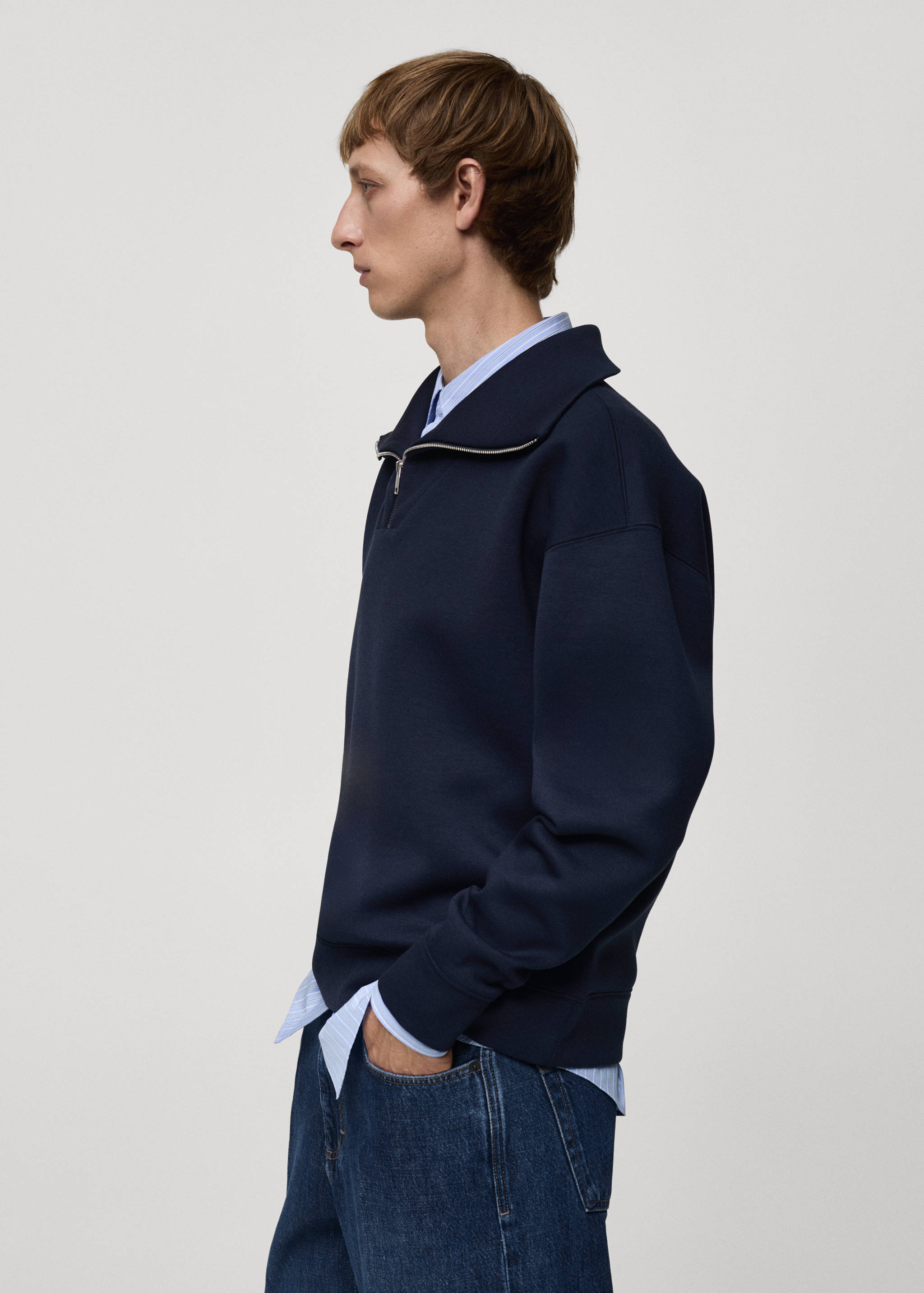 Sweatshirt relaxed fit dragkedja på kragen - Detaljer om artikeln 2