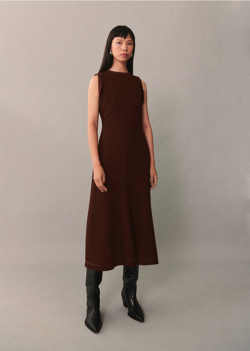 Midi-dress with decorative stitching