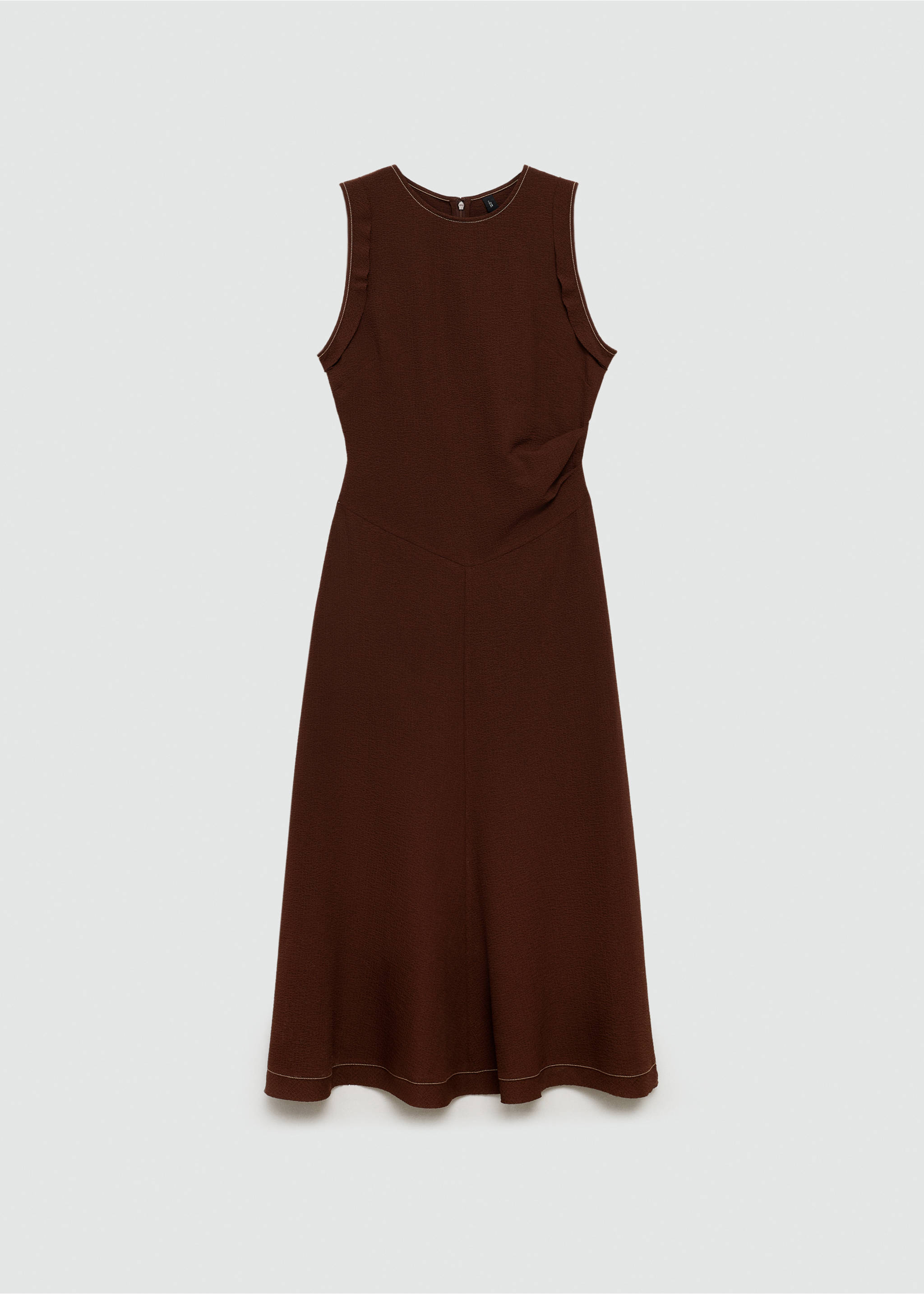Vestit midi costures decoratives - Article sense model, Marró. Ref: 77035650-00.