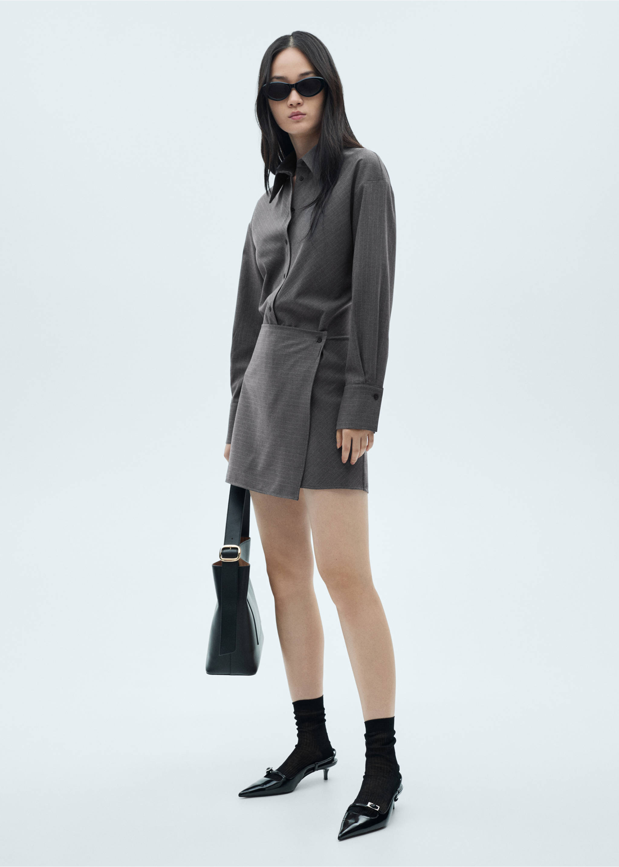 Vestido camisero raya diplomática - General plane, Grey. Ref: 77035653-00.