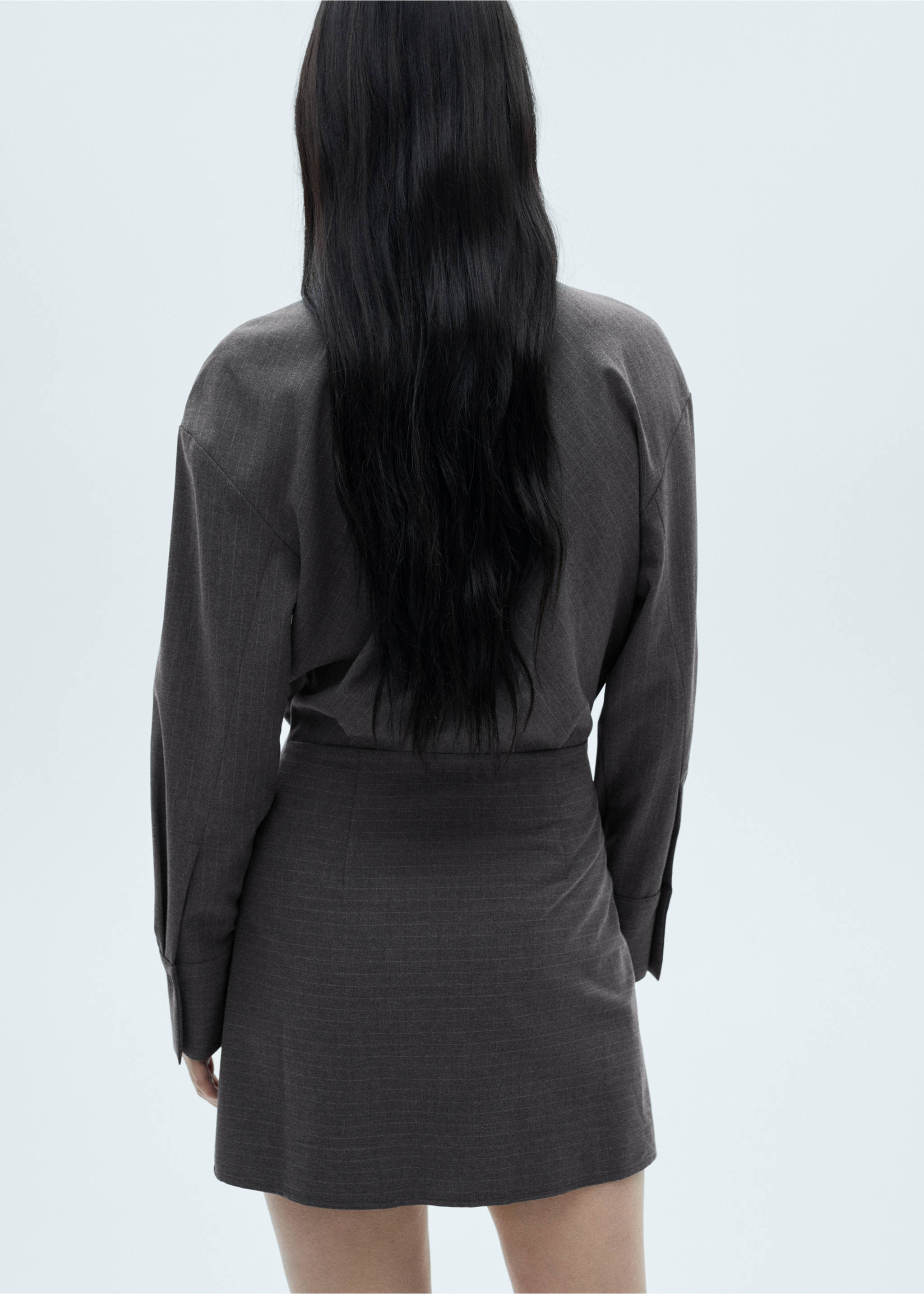 Vestido camisero raya diplomática - Reverse of the article, Grey. Ref: 77035653-00.