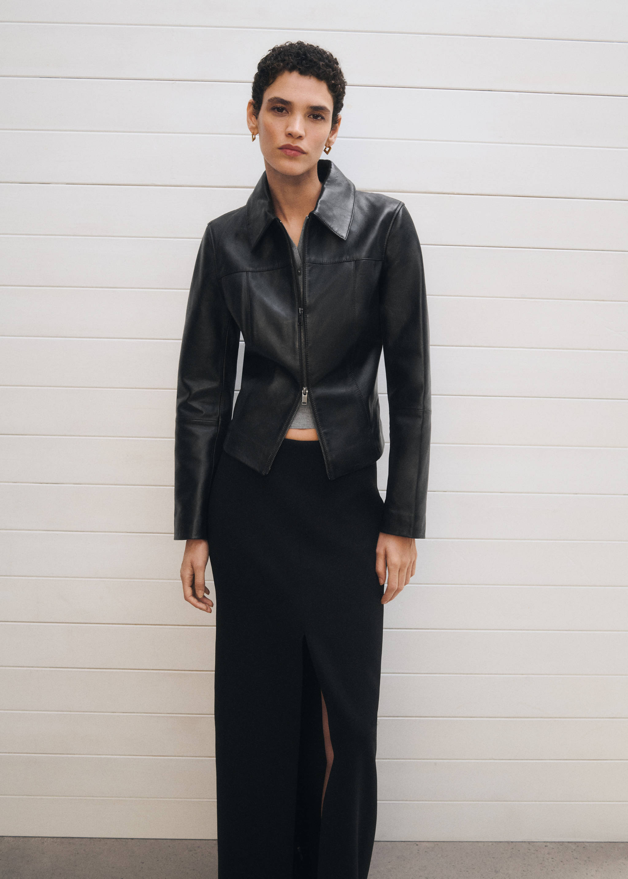 Leather zipper jacket - Details of the article 7